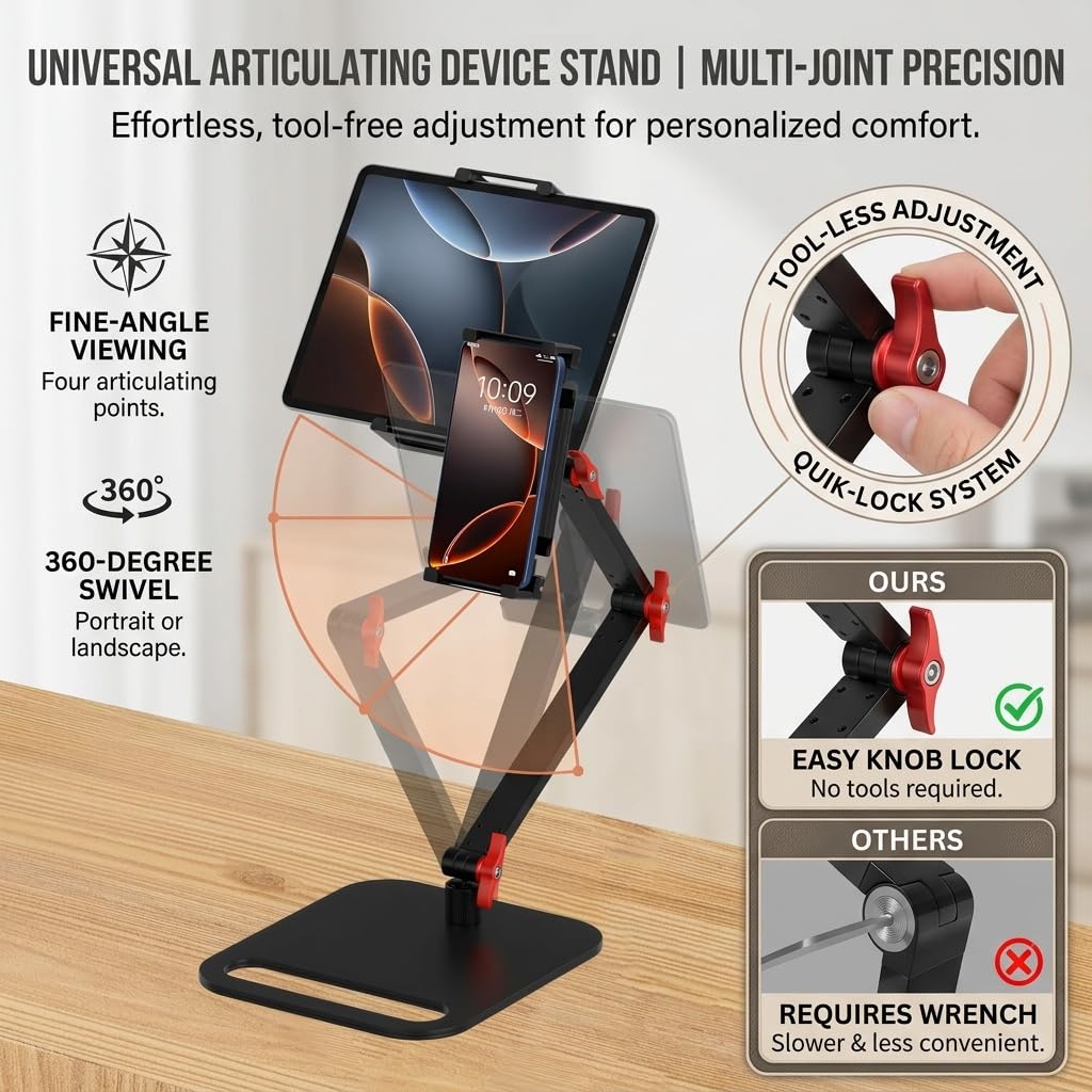 AiFeelife Vertical Portable Monitor Stand, Upgrade Knob Adjustment Portable Monitor Holder for 15.6 17.3 18.5 Inch Screen, Ergonomic Travel Monitor Mount, Tablet Stand for iPad 12.9‘’