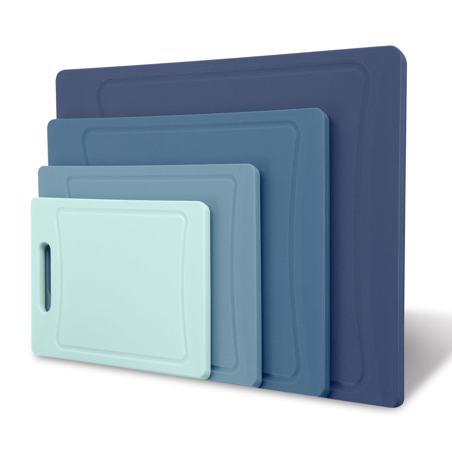 COOK WITH COLOR Non-Slip Cutting Board Set – Kitchen Essentials with Easy Grip Handle for Meat, Veggies, and Fruits, 4 Cutting Boards, Blue-New