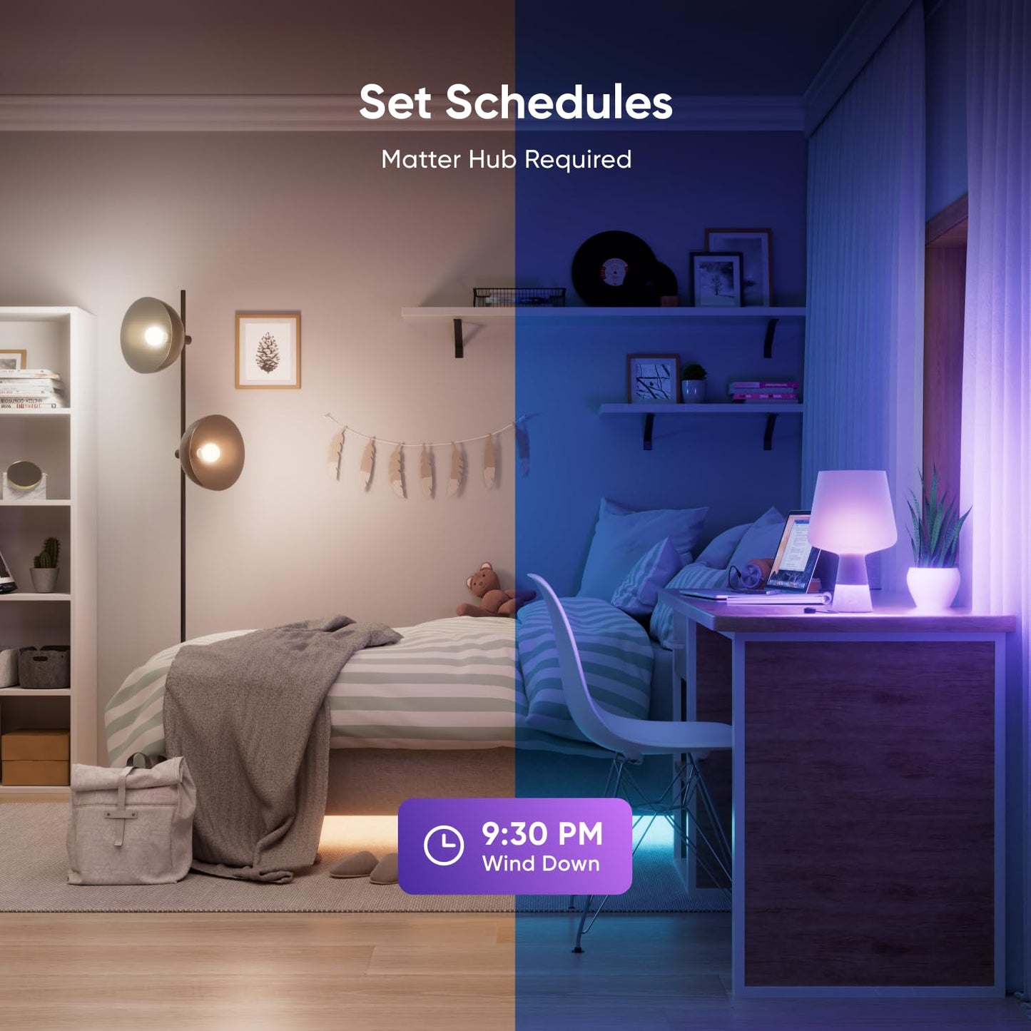 Nanoleaf Essentials Smart Light Bulbs, Matter Smart LED Bulbs Work with Alexa & Google Home, 1000lm 16M+ RGBTW Color Changing Light Bulb, Music Sync A19 E26 2.4GHz WiFi Bluetooth Light Bulb 60W, 4PK