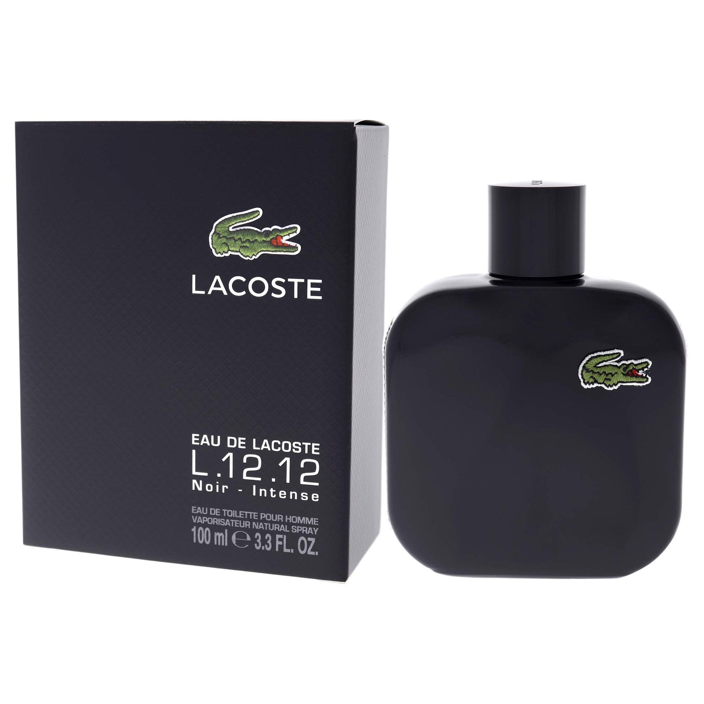 Lacoste Eau de Toilette Spray for Men, Eau De Lacoste L.12.12 Noir, 3.3 Ounce
