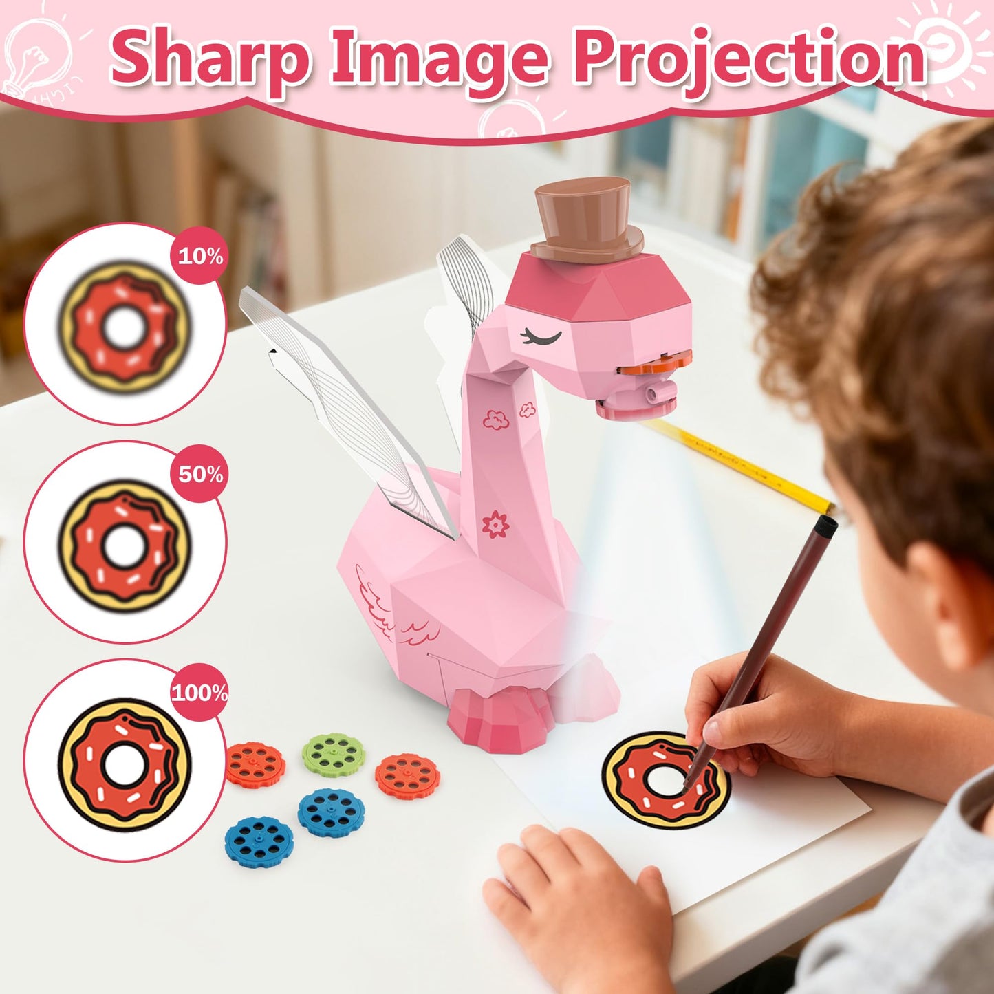 MFEESYOB Kids Drawing Projector, Drawing and Drawing Projector for Kids with Cute Swan Appearance, Smart Art Sketch Projector with 96 Templates, Toddler Toys