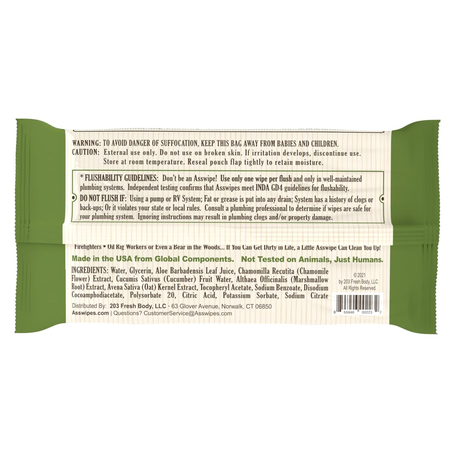 Asswipes Flushable Wipes for Adults (Pack of 12, 540 wipes) Personal Cleansing Body, Bathroom & Butt Wipes for Men, Women, with Aloe and Vitamin E - Made without Alcohol or Fragrance