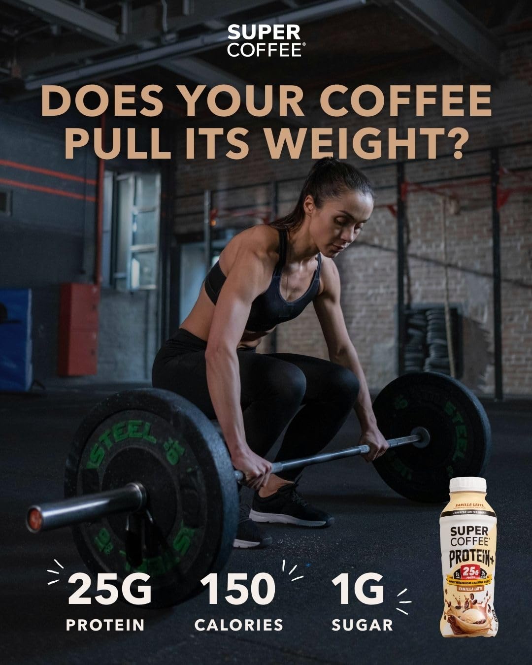 SUPER COFFEE Protein+, Keto Protein Coffee (0g Added Sugar, 25g Protein, 150 Calories) [Vanilla] 12 Fl Oz, 12 Pack | Iced Smart Coffee Drinks