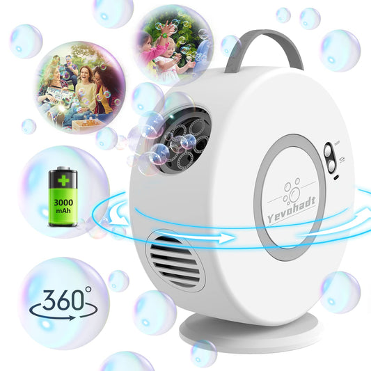 Bubble Machine for Kids Toddlers,Automatic Bubble Blower Rechargeable, 90° 360° Auto Rotatable Portable Bubble Maker Electric Bubbles Toy for 3 4 5 6 7 8 Year Old, Outdoor Wedding Party Gifts
