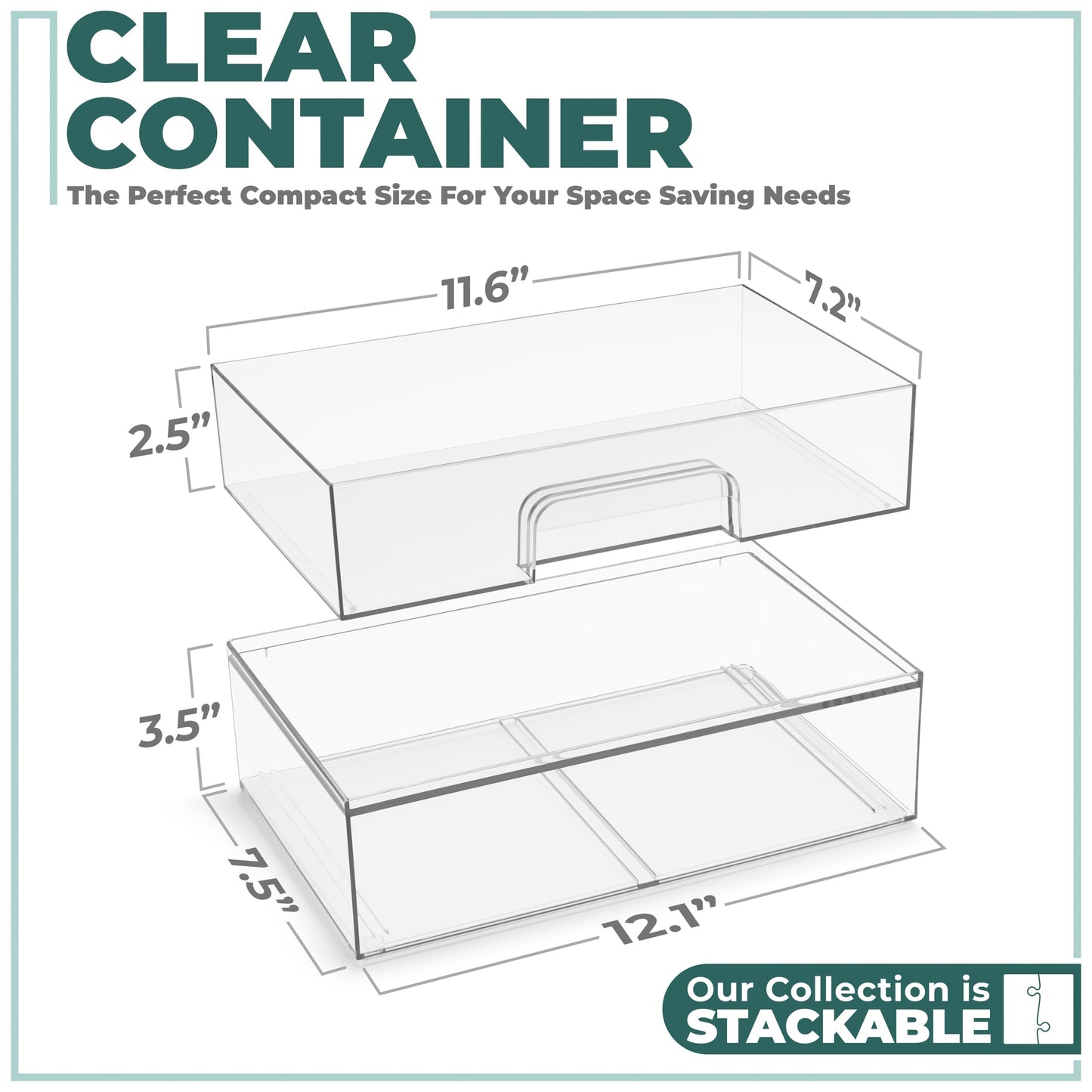 Sorbus Acrylic Storage Containers - 4 Pack, Stackable Storage Bins Set for Bathroom Organization - Clear Acrylic Drawer Organizers - Makeup Case Pull-Out Drawers (12.1’’ Wide)