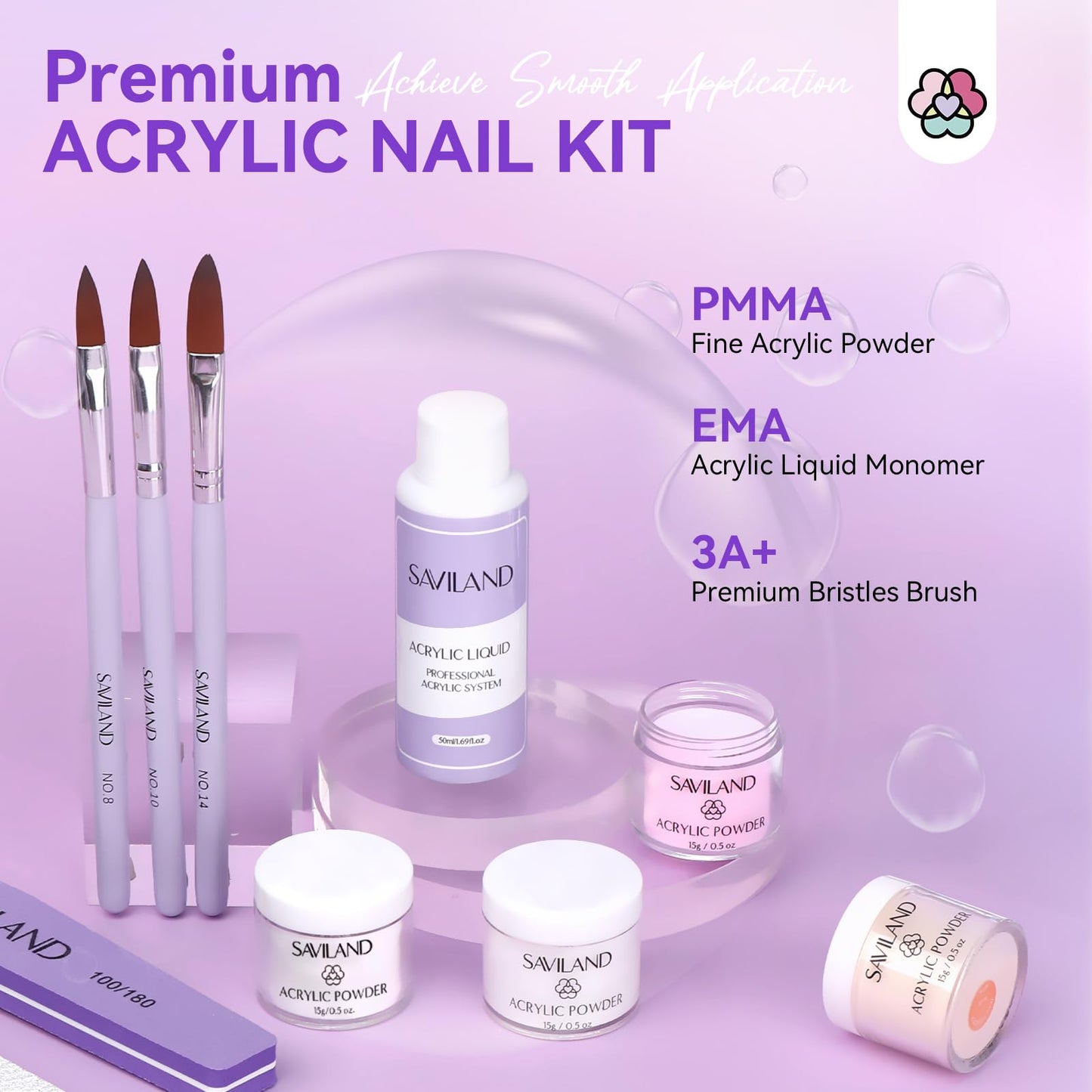 SAVILAND Acrylic Nail Kit with Drill: Professional Nails Kit Acrylic Set with Everything for Beginners Acrylic Powder Liquid Nail Brush Essential Oils Cuticle Remover & Cuticle Oil Kit Home Salon DIY