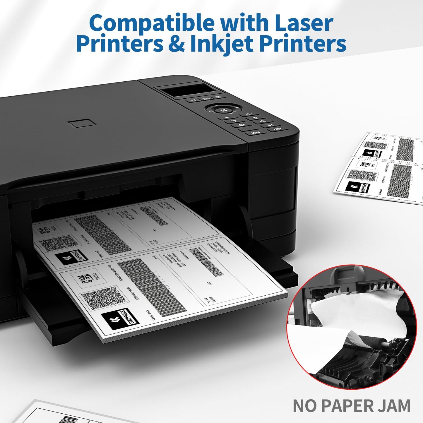 BESTIKER Half Sheet Shipping Labels - 1000 Counts, 8.5” x 5.5” Self Adhesive Shipping Label White Internet Mailing Labels 2 Per Page, Laser & Inkjet Printer Compatible [500 Sheets 8.5” x 11”]