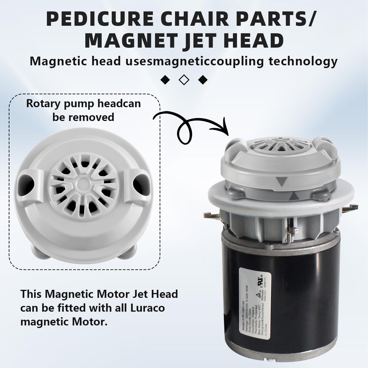 Yobfo BF-004 Pipeless Magnetic Jet Head Motor,Universal Fit for LURACO Jet Motor Pedicure spa Tubs Chair Part Magnetic Head,Pack of 3