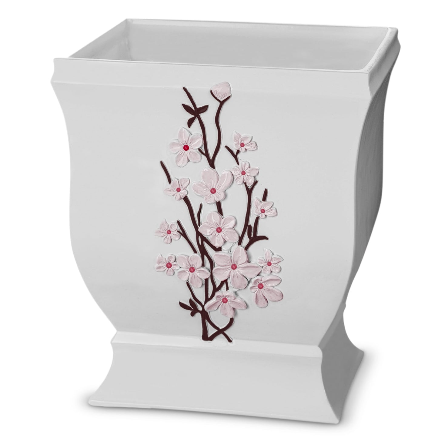 Creative Scents Vanda White Trash Can 1.48 Gal / 5.6L - Decorative Designed Wastebasket - Durable Small Bathroom Trash Can - Waste Basket for Bathroom, Powder Room, Bedroom Or Living Room Decor