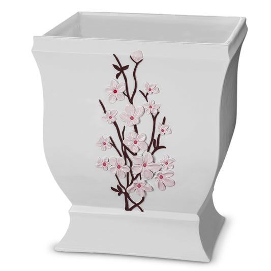 Creative Scents Vanda White Trash Can 1.48 Gal / 5.6L - Decorative Designed Wastebasket - Durable Small Bathroom Trash Can - Waste Basket for Bathroom, Powder Room, Bedroom Or Living Room Decor