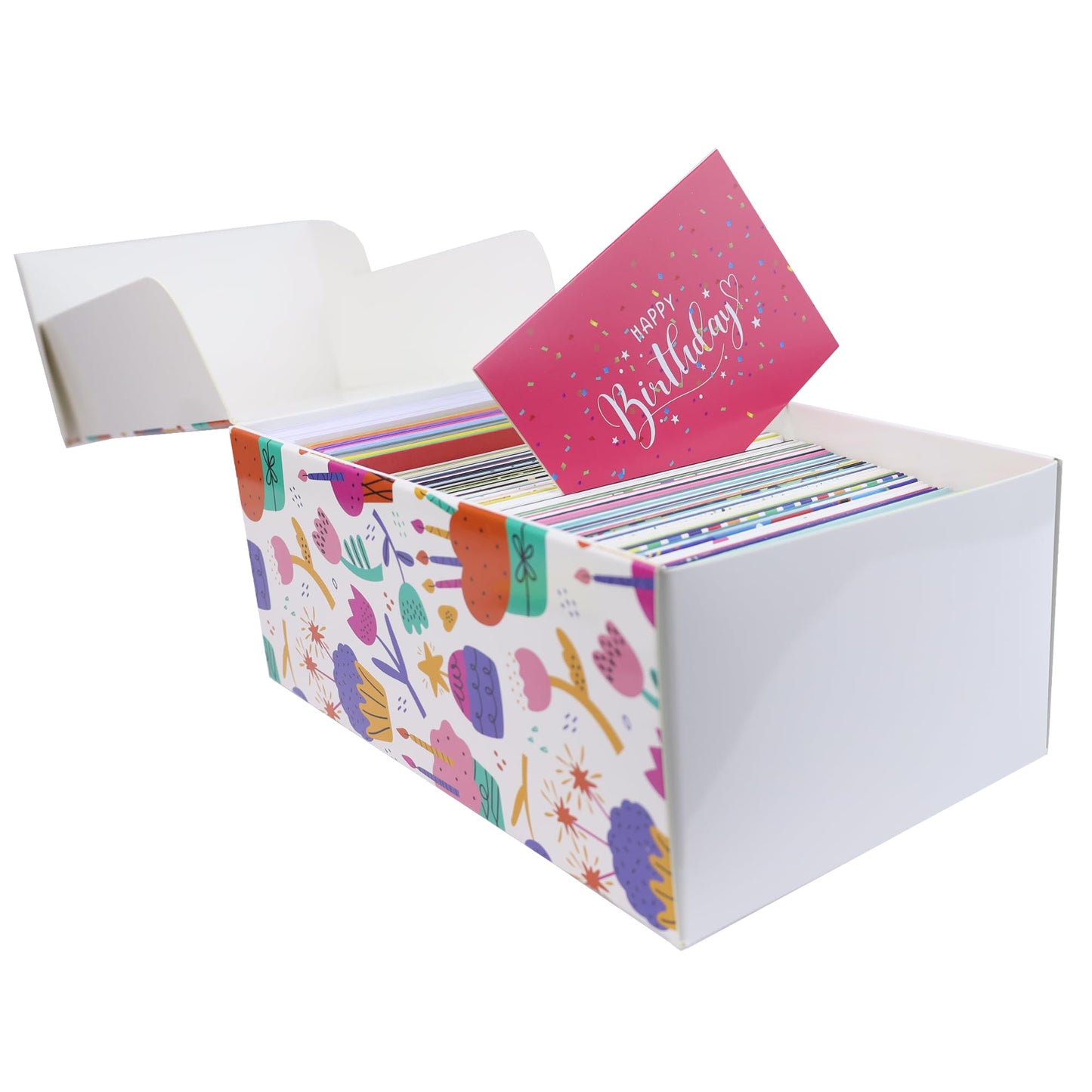Dessie 120 Unique Happy Birthday Card Assortment 4x6 - Bulk Birthday Cards with Envelopes, Message Inside, Box & Gold Seals – Assorted Birthday Cards Multipack for Employees Men Women