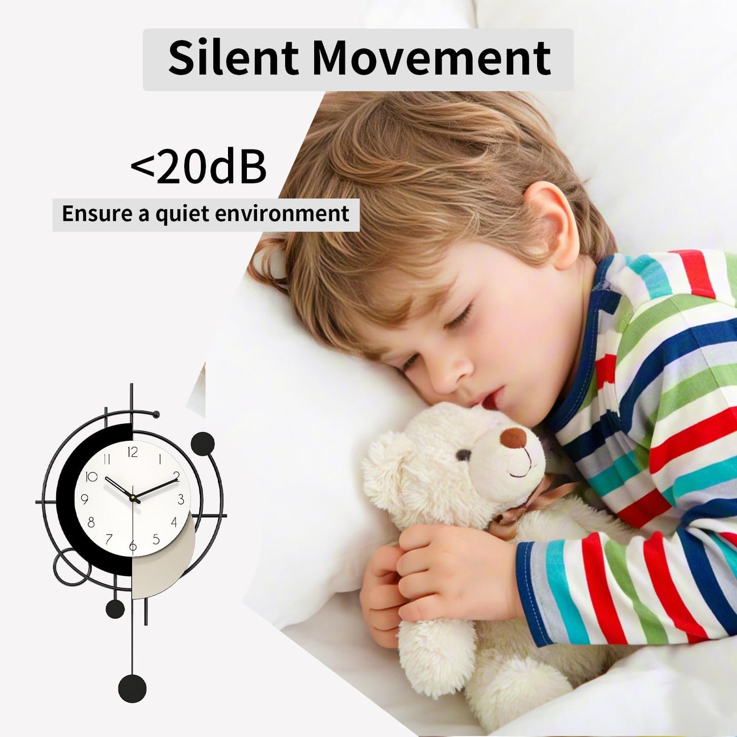 JTWALCLOCK Large Wall Clock for Living Room Decor 26 Inch Modern Decorative Black Wood Wall Clock Battery Operated Non Ticking for Bedroom Office Kitchen Big Pendulum Silent Clock Wall Decor for Home