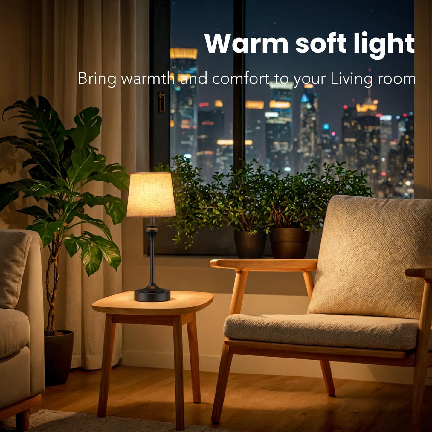 NIORSUN Portables Cordless Table Lamp,Flaxen Fabric Shade Battery Operated Lamp,5200mAh Bedside Table Lamp with Warm White,3 Way Dimmable Touch Desk Lamp for Bedroom Living Room Restaurant (Black)