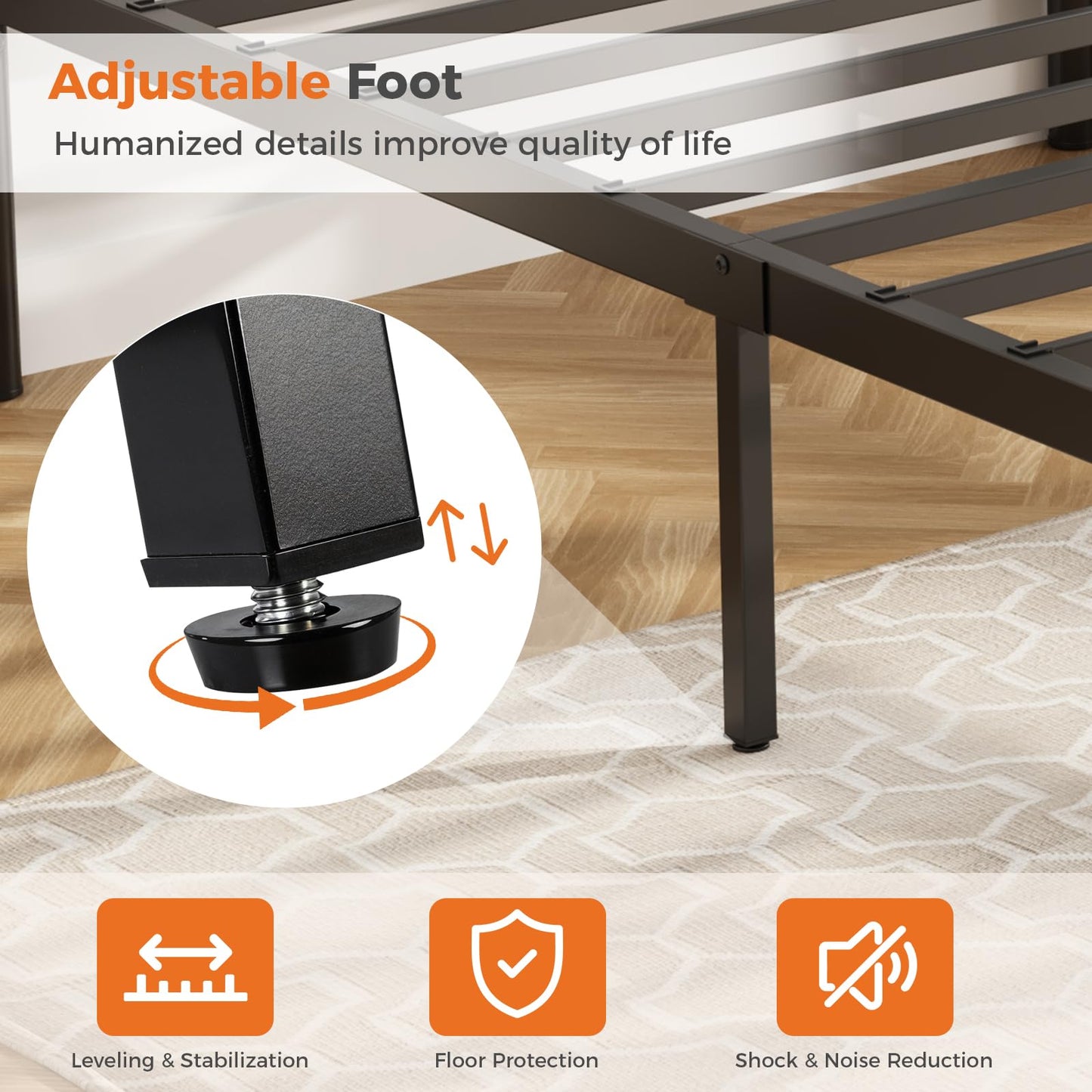 DUMOS Twin Bed Frame Metal Platform with 11.9" Under-Bed Storage, Heavy Duty Steel Slat Support and Iron-Art Headboard, No Box Spring Needed, Easy Assembly, Black