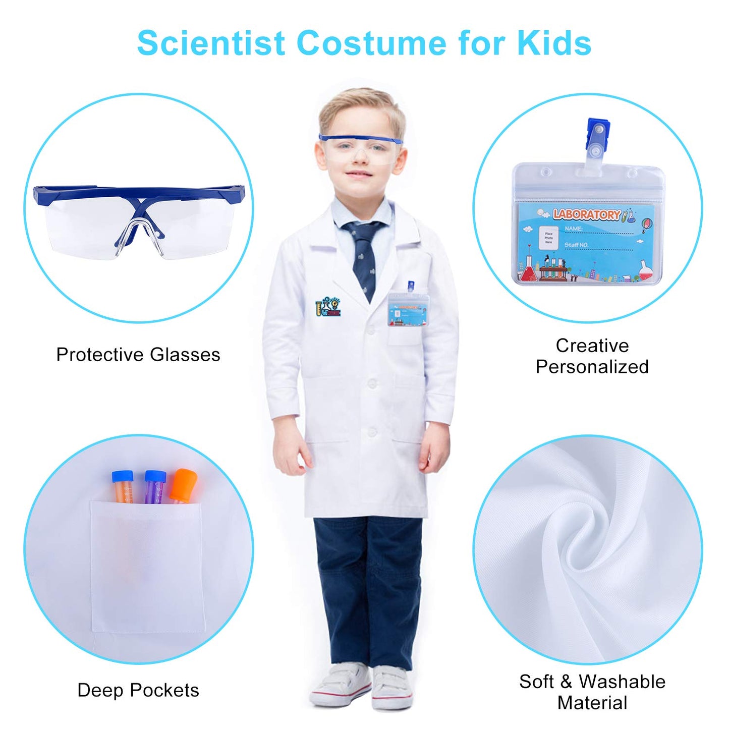 INNOCHEER Kids Science Experiment Kit with Lab Coat Scientist Costume Dress Up and Role Play Toys Gift for Boys Girls Kids Christmas Birthday Party