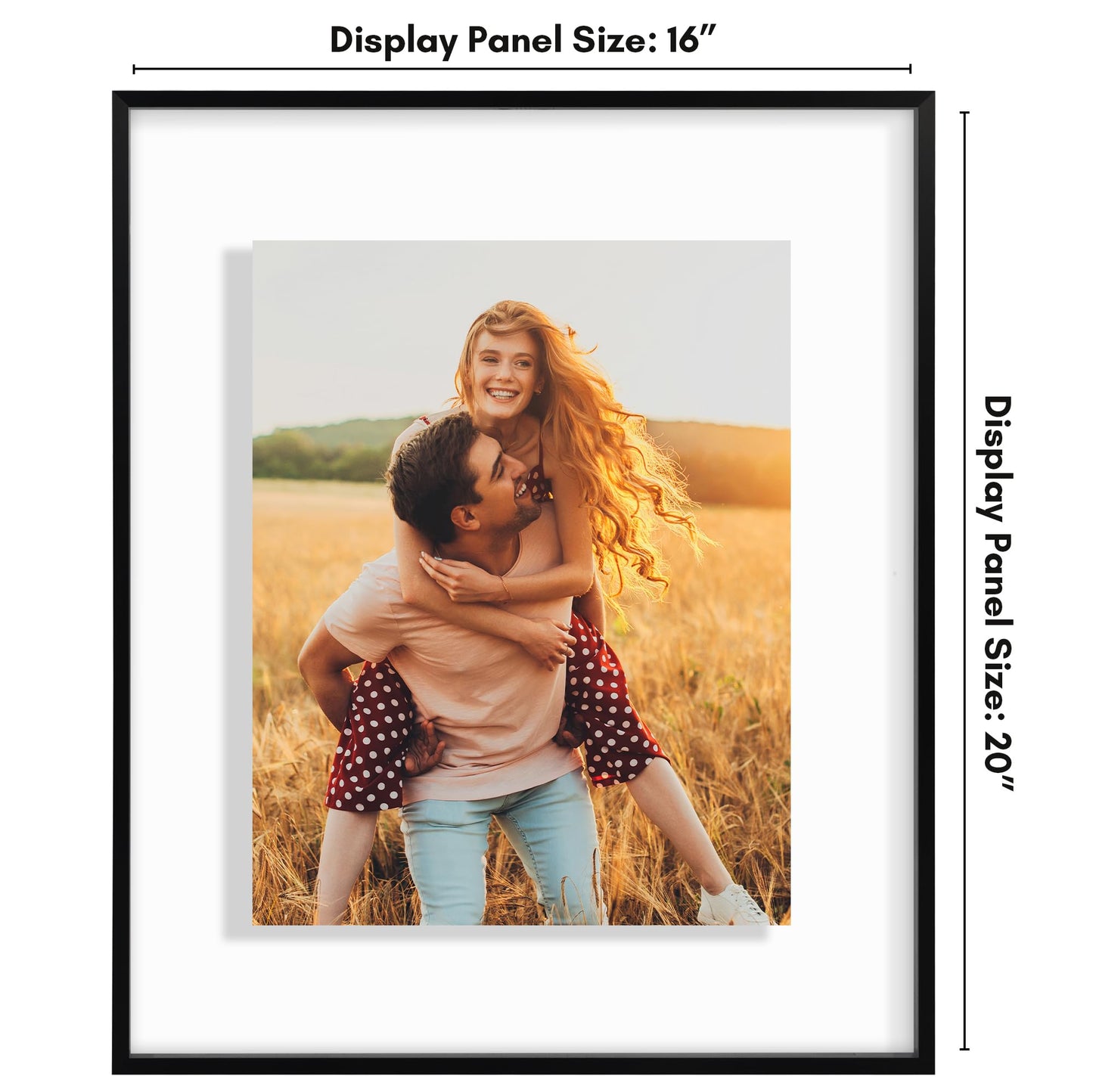 Americanflat Aluminum 16x20 Floating Picture Frame with Shatter-Resistant Glass - Use as 11x14 Picture Frame or Display 16x20 Photo - Signature Float Collection - Photo Frames for Wall Display - Black