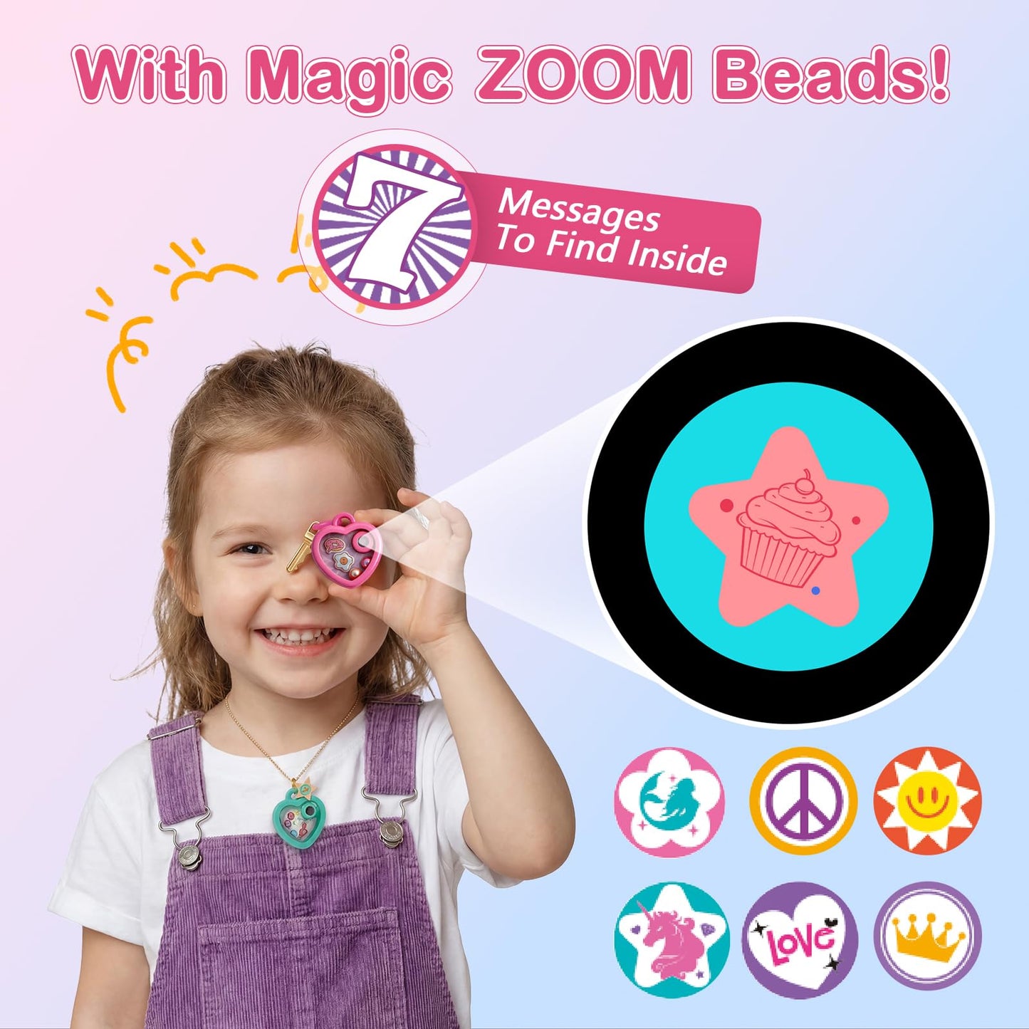 DIY Heart Locket Keychain Making Kit with Magic Zoom Beads, Gifts for Girls Ages 5 6 7 8 9 10, Toys for Girls Bag Charms Craft Set for Backpacks, Purses, Handbags, Valentines Party Favors Classroom