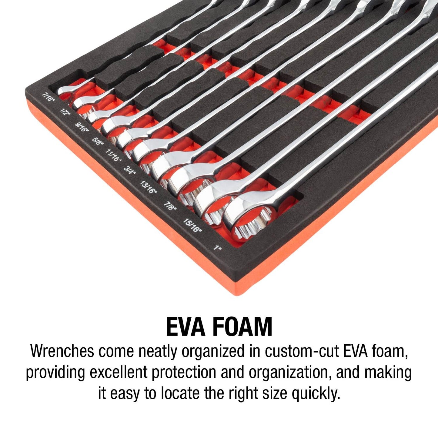 Sunex 9909 13 Pc. V-Groove SAE Wrench Set in EVA Foam 1/4"-1"