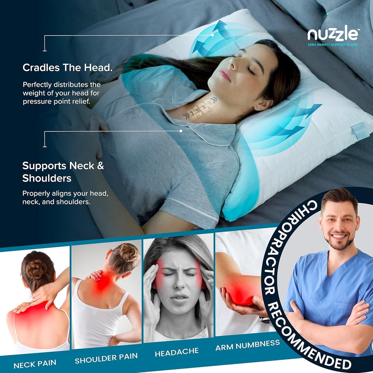 Nuzzle Queen Size Adjustable Firm Pillow – Hotel Luxury Neck Support, Height Adjust Soft Cooling Pillow for Back, Stomach or Side Sleepers-Home Gift