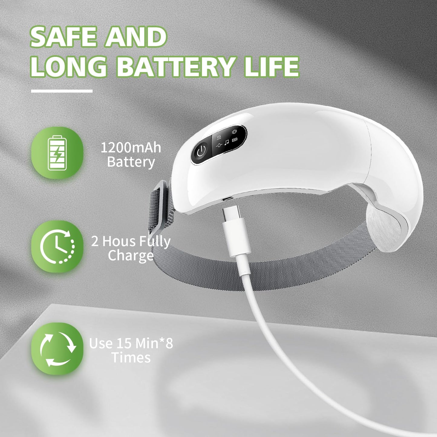 NOWWISH Eye Massager with Heat & Bluetooth Music, Birthday Gifts for Women Men Wife Husband, Smart Heated Eye Mask for Relax Eye, Reduce Eye Strain, Headache and Migraine Relief (Pearl White)
