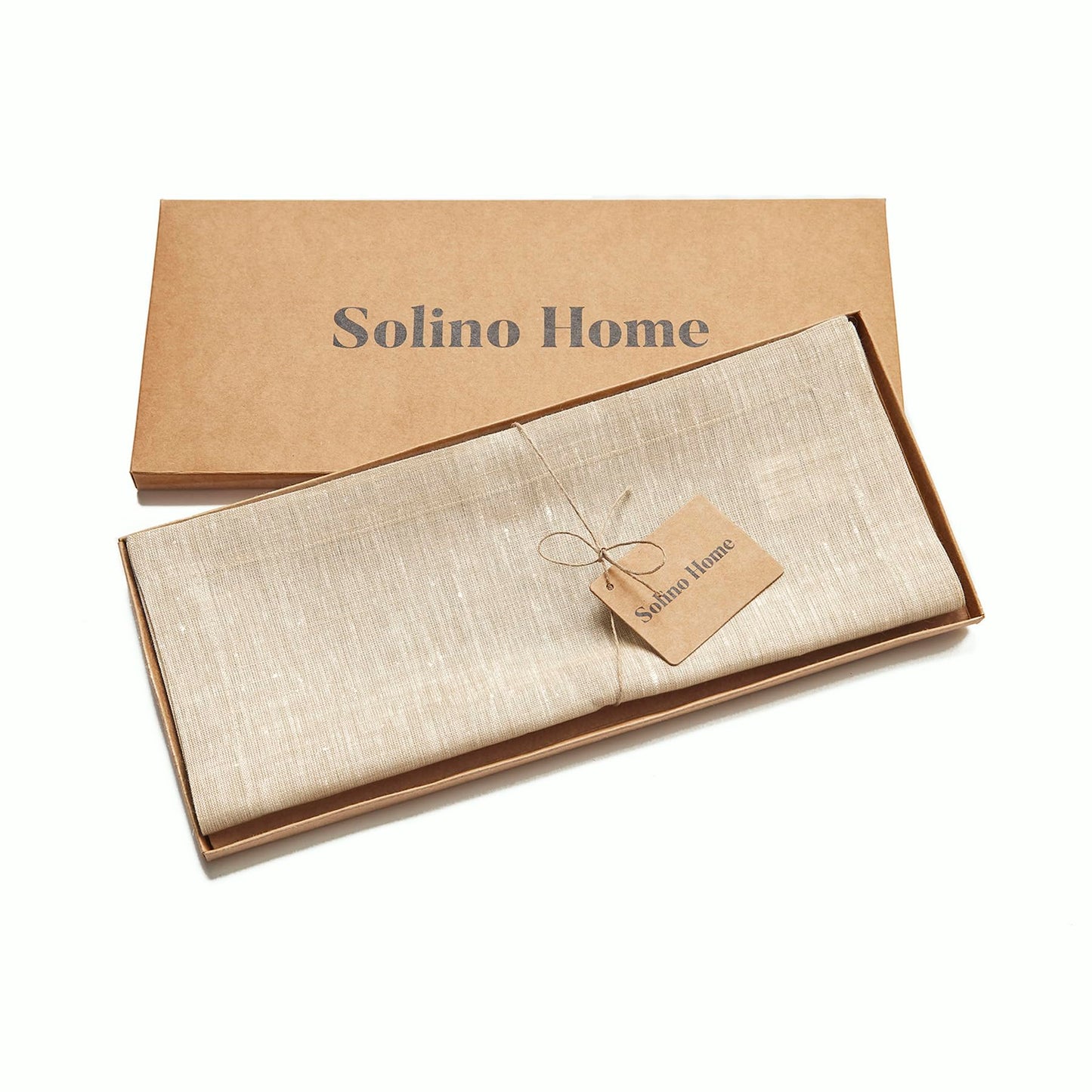 Solino Home Linen Table Runner 144 Inches Long - Athena, 100% Pure Linen Champagne Beige 14 x 144 Inch Table Runner for Dining, Fall, Autumn, Thanksgiving, Christmas