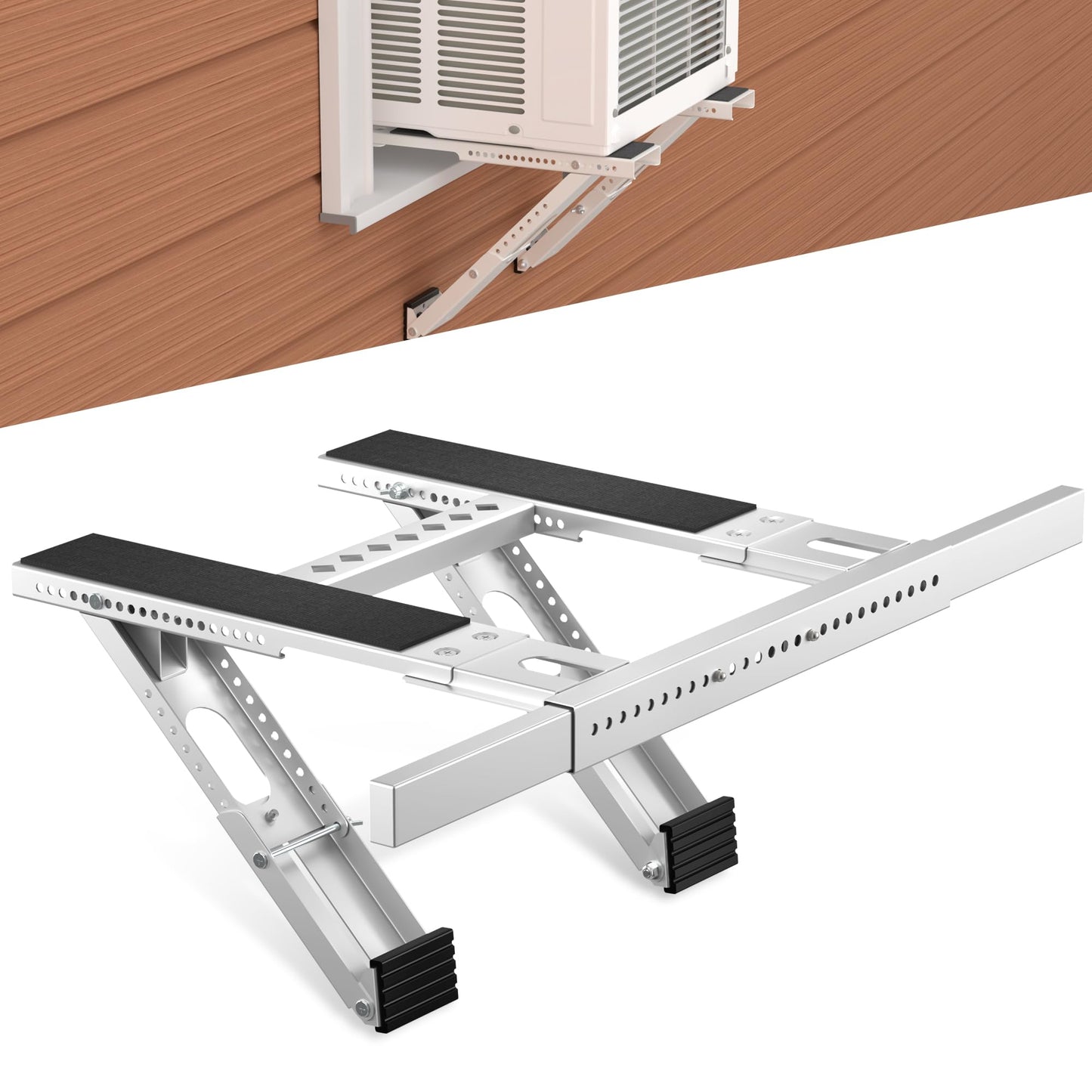 Toutgood Window AC Bracket No Drilling, Heavy Duty Drilless Window Air Conditioner Support Brackets with 2 Arms, A/C Holder for 5000 Btu to 24000 Btu Outdoor AC Window Units, Max 350 Lb Capacity