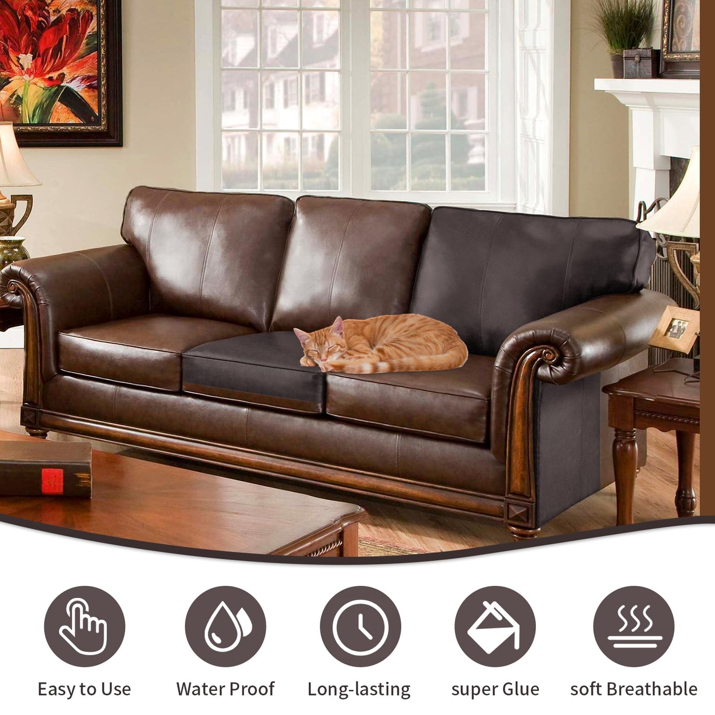 BSZHTECH Leather Repair Tape Self-Adhesive Leather Repair Patch for Couch Furniture Sofas Car Seats Advanced PU Vinyl Leather Repair Kit (Dark Brown, 35.4X79 inch)
