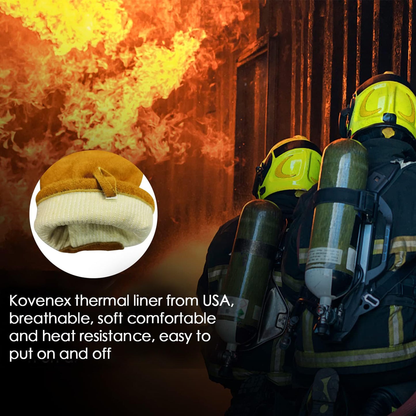 Intra-FIT NFPA 1971 Firefighter Gloves,Water Repellent Moisture Barrier,Heat & Flame Resistant Professional Firefighting Gloves(Size: Large)