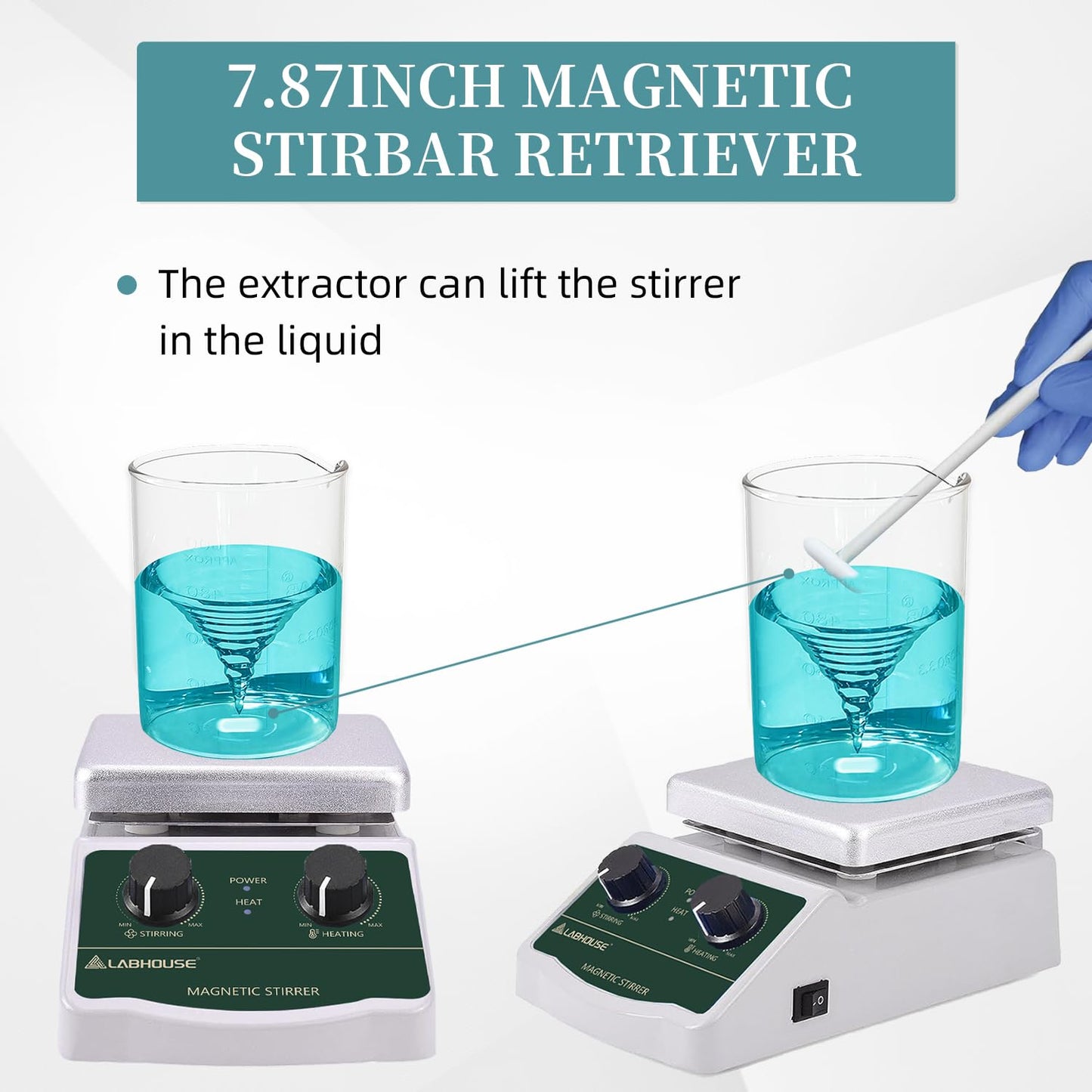 LABHOUSE 300℃/ 572℉ Magnetic Stirrer Hot Plate 2L Heated Mixer 2000RPM Lab Stirring W/Support Stand,Stir Bar Recycler Set(Non Digital)