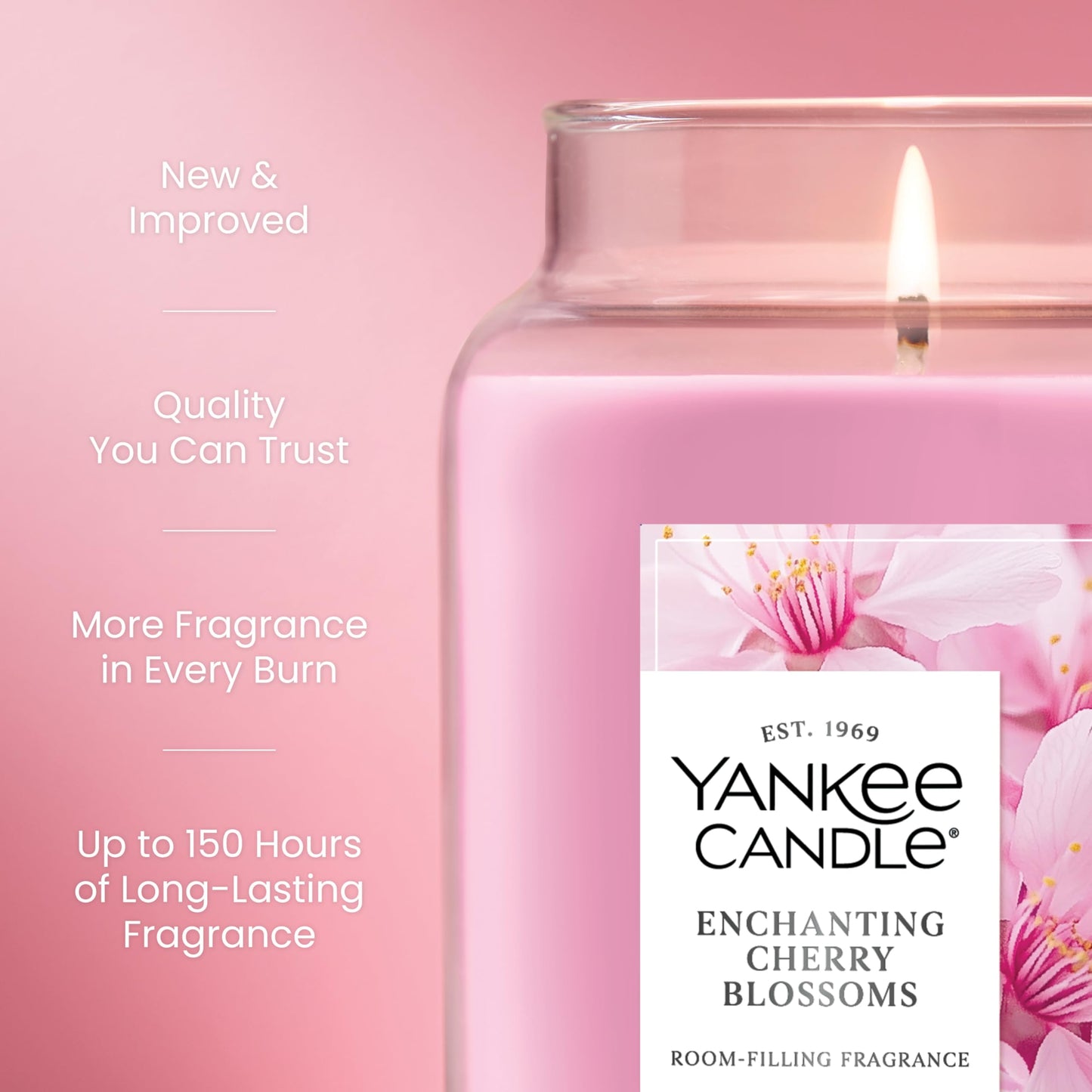 Yankee Candle Enchanted Cherry Blossoms Scented Candle, 22oz Large Jar with up to 150 Hour Burn Time, Giftable