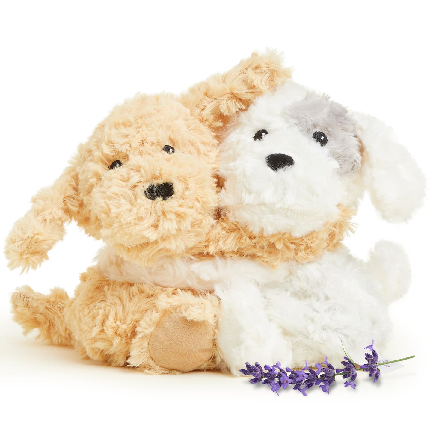 warmies Hugs Duo, Microwavable & Weighted Stuffed Animals, Puppy - Heated Stuffed Animal Plushie for Warmth & Comfort - Cute Soft Plush Toys for Adults & Children (Boys, Girls, Babies & Toddlers)