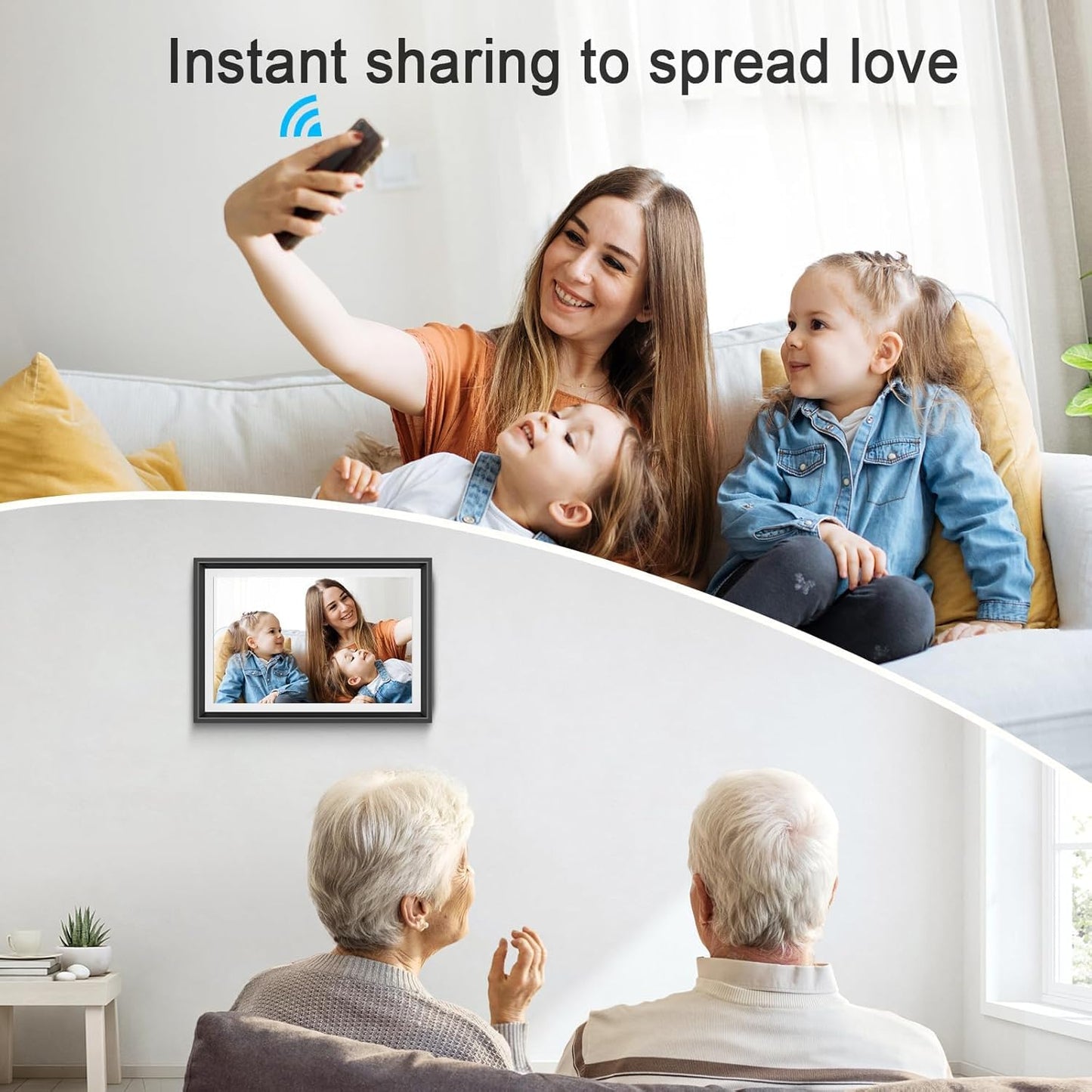 Livingpai 10.1 inch WiFi Digital Picture Frame, Touch Screen Smart Digital Photo Frame with 16GB Storage, WiFi Electronic Picture Frame Easy to Share Photos and Videos via Uhale App
