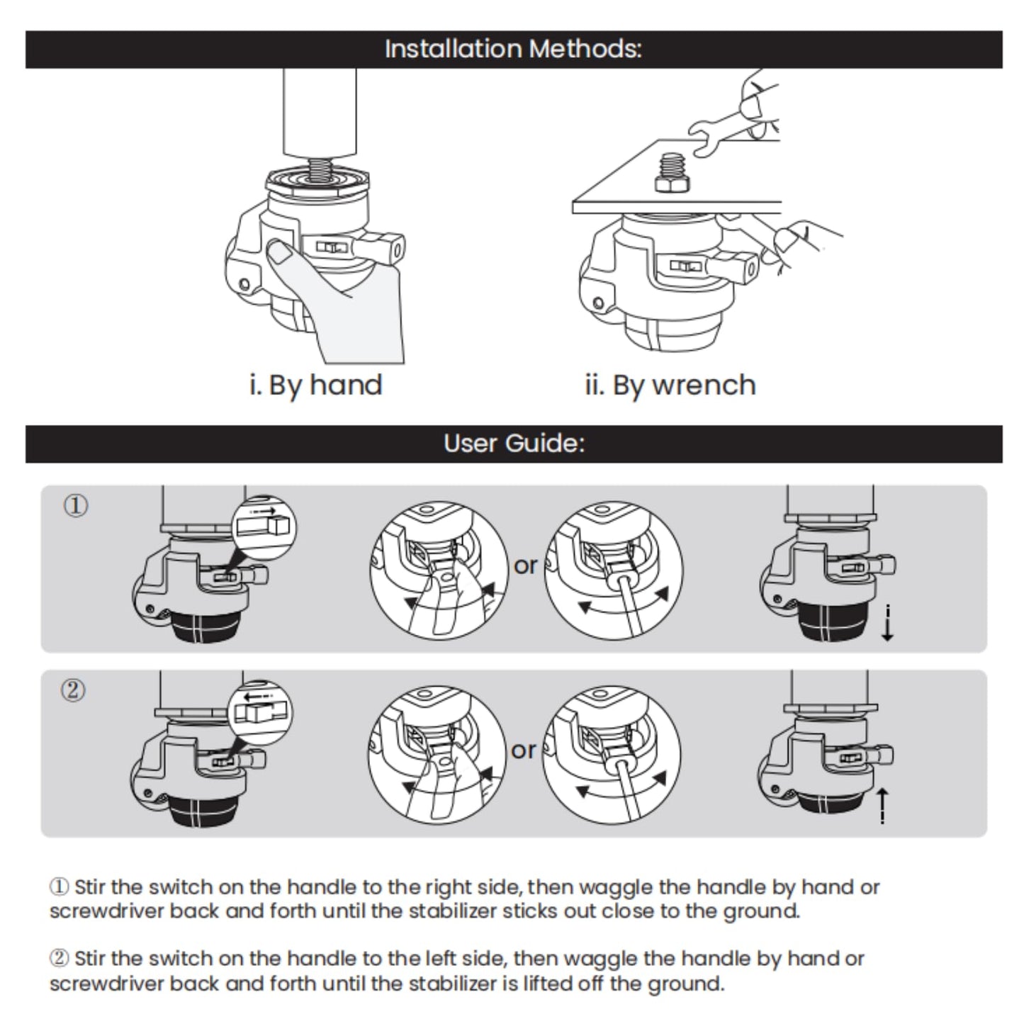 4 Pack Leveling Casters with Ratchet Handle, Adjustable Heavy Duty Casters, Retractable and 360 Degree Swivel Castors, Quiet and Floor-Friendly, for Workbench, Equipment, Swivel Castor Wheels (T60)