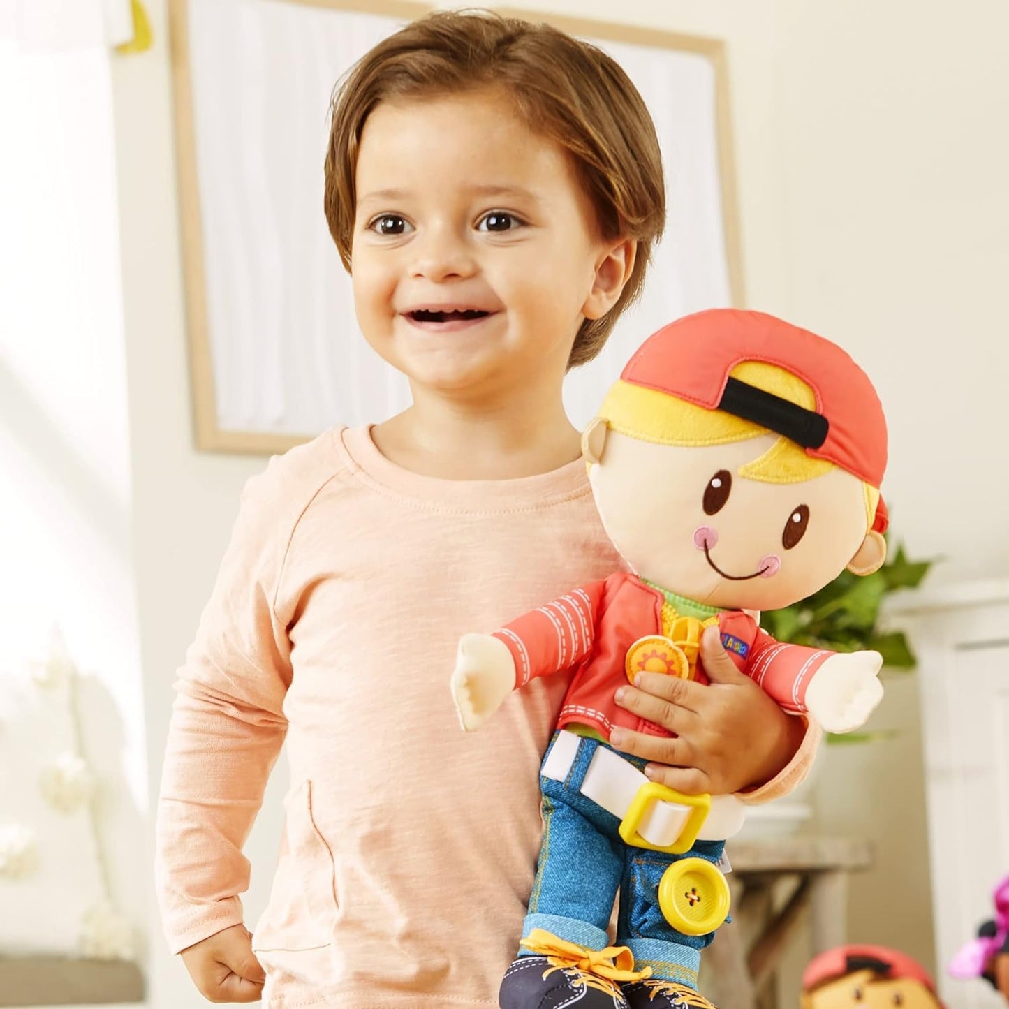 Hasbro Playskool Dressy Kids Boy Doll with Blond Hair, Activity Plush Toy with Zipper, Shoelace, Button, for Kids Ages 2 and Up (Amazon Exclusive), F4673