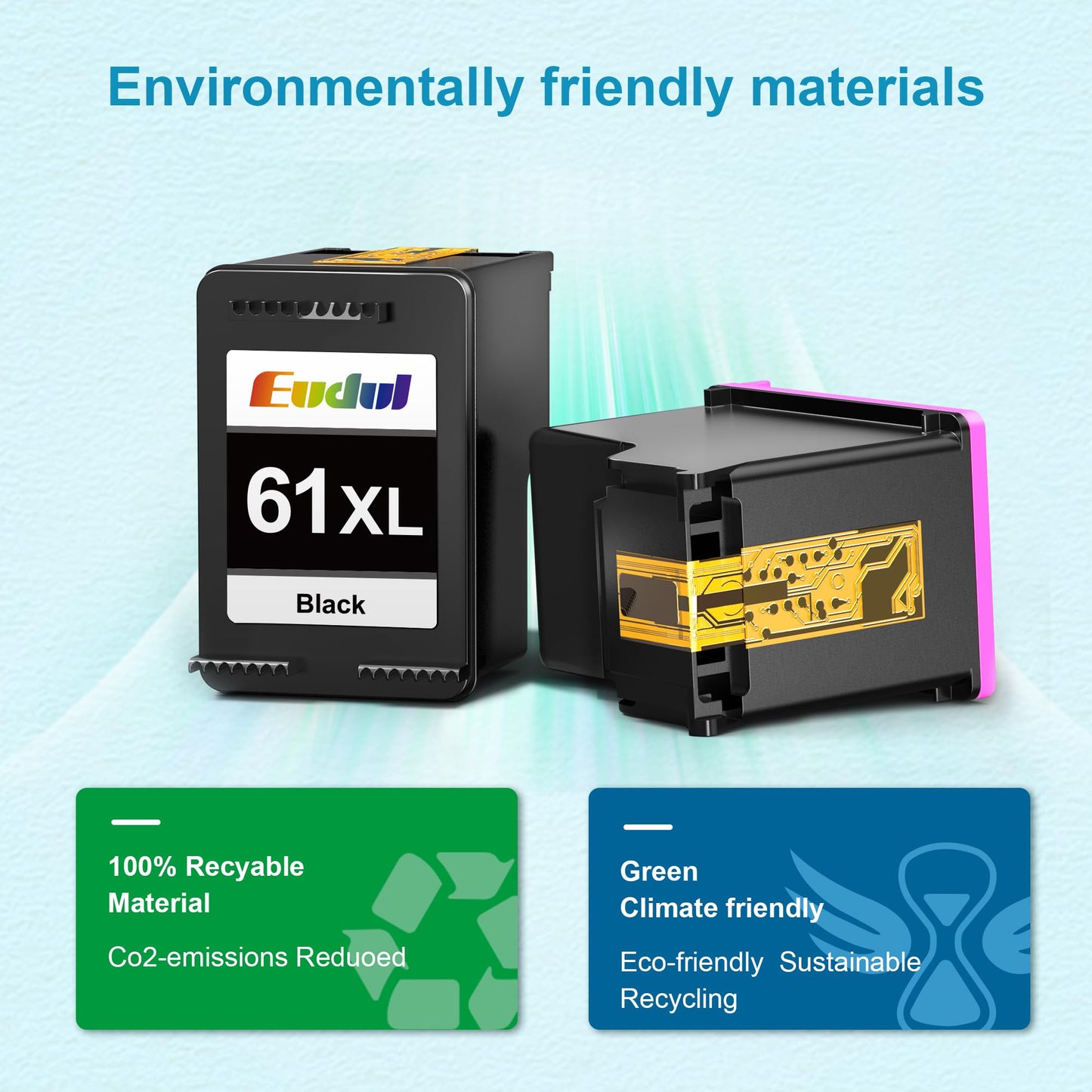 Eudul 61XL Ink Cartridge Black/Color Replacement for HP Ink 61 for HP 61 Ink Cartridge Combo Pack Works with Envy 4500 5530 4501 4502 1000 1010 1050 1510 2050 2510 2540 2620 4630 Printer (2 Pack)
