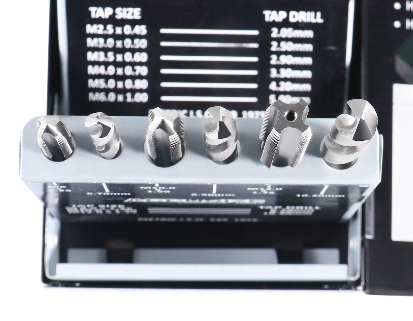 Accusize Industrial Tools Metric 18 Pc H.S.S. Tap and Drill Set, 0001-0052