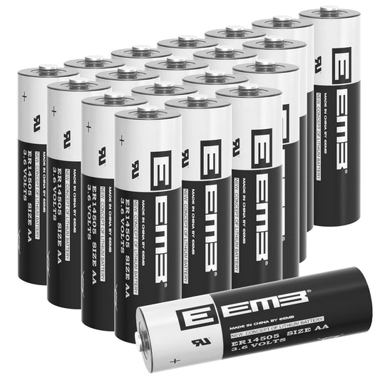 EEMB 20Pack ER14505 3.6V AA Lithium Batteries 2700mAh Li-SOCL₂ Non-Rechargeable Battery SB-AA11 LS14500 TL-5903 SL-360 14500 ER14500 for Door Gate Sensor Water Electricity Gas Meter PLC Battery