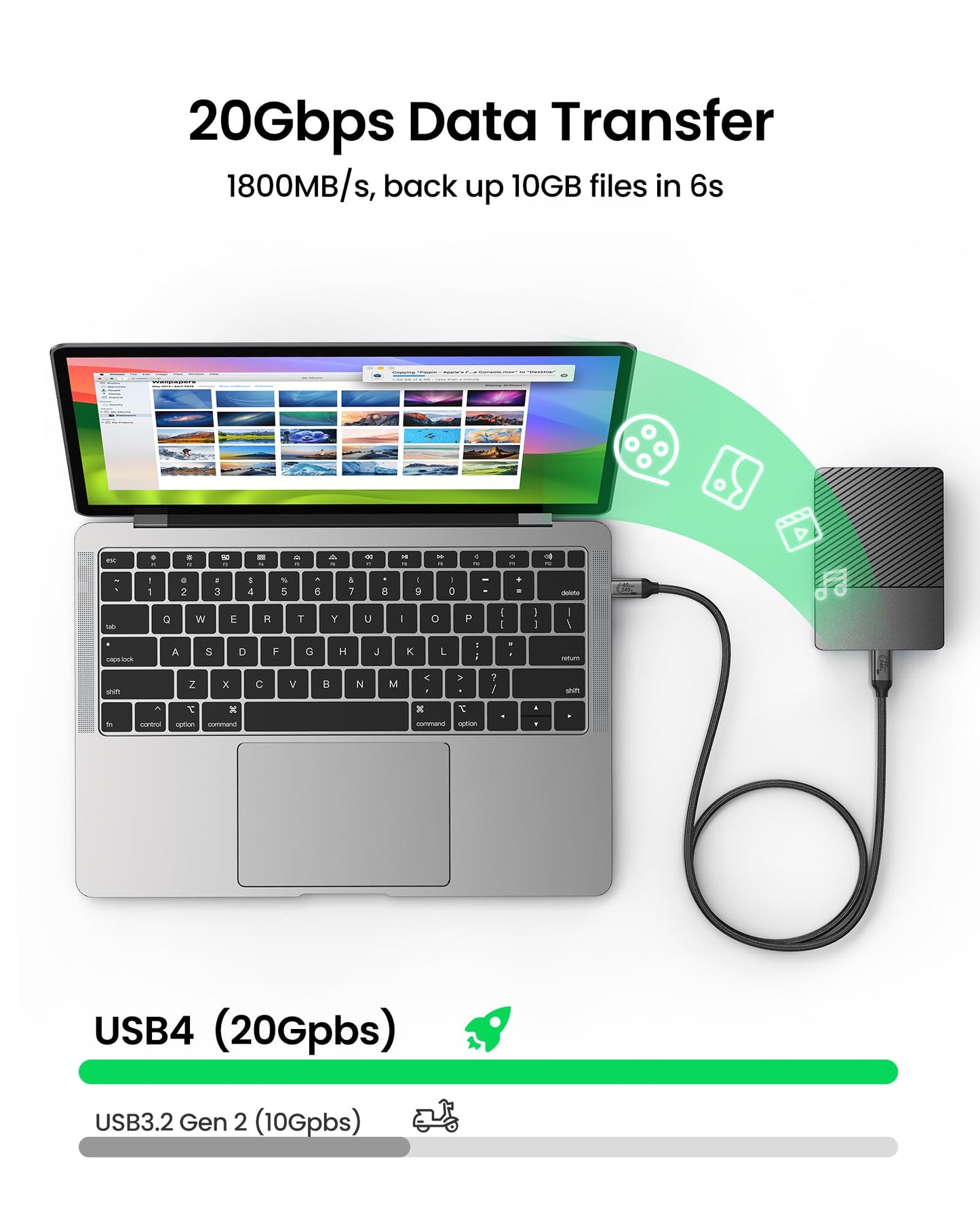 Silkland USB 4 for Long Thunderbolt 4 Cable 16.5FT/5M, 20Gbps Data Transfer, Supports 5K/4K@60Hz, 240W PD 3.1 Charging, USB C Video Cable Compatible for Thunderbolt 3, MacBook, SSD, Docking,VR Headset