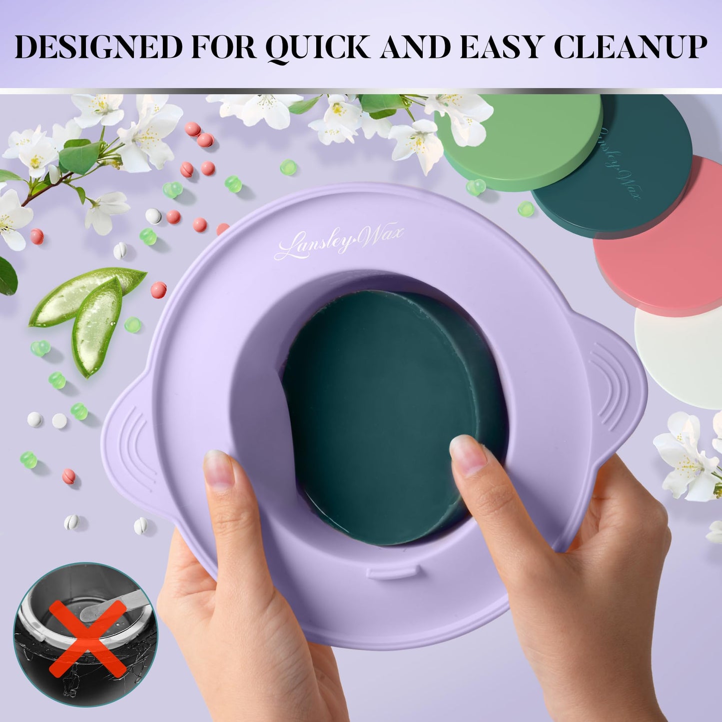 LANSLEYWAX Digital Waxing Kit for Women Men-Purple Waxing Machine with 39 Accessories-Hard Wax Kit for Arms Legs Brazilian Bikini Facial Sensitive Skin, Wax Warmer Hair Removal for Home/Salon Use