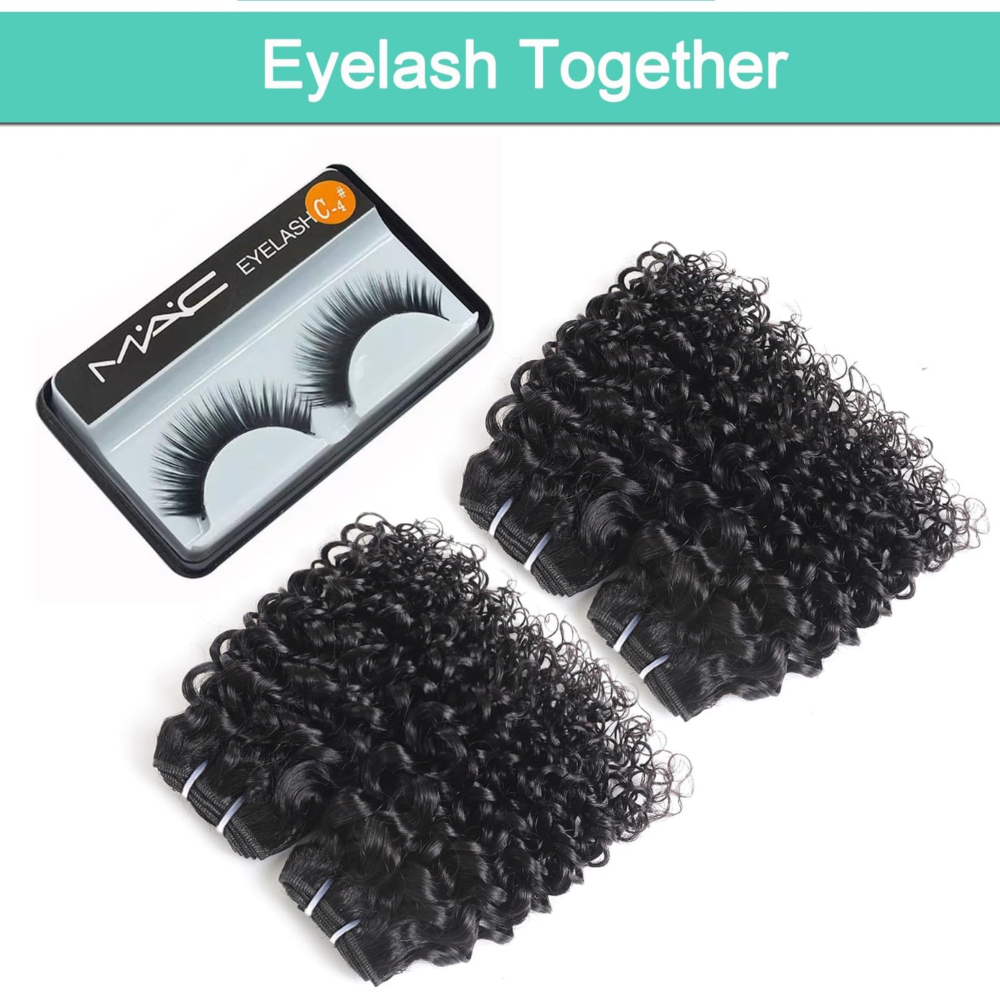 JTdebade 12 Inch Kinky Curly Human Hair Bundles With Closure Brazilian Virgin Human Hair 4 Bundles Natural Black Color 100% Unprocessed Curly Wave Human Hair Extensions（12 Inch Curly*4+14 Closure）