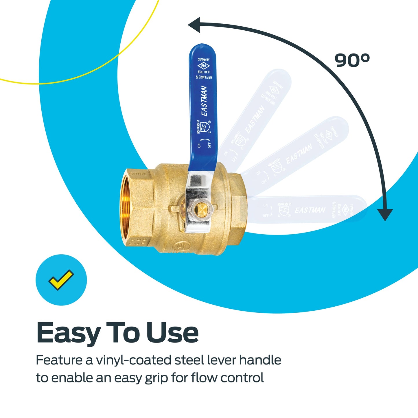 Eastman 2 Inch IPS Heavy Duty Full Port Ball Valve, Brass Plumbing Fitting, 20055LF