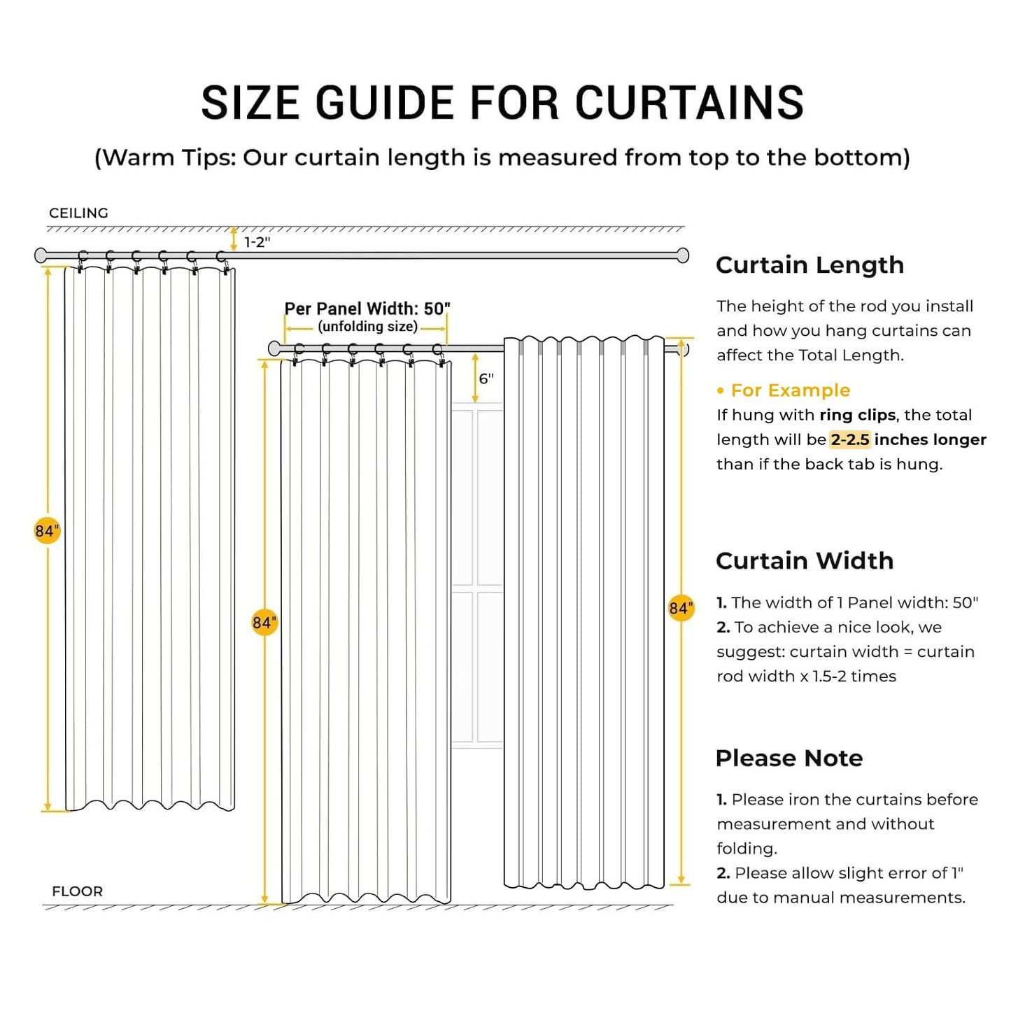 INOVADAY 100% Blackout Curtains for Bedroom, Black Out Curtains 84 Inch Long, Clip Rings Linen Blackout Drapes, Thermal Insulated Room Darkening for Living Room, 2 Panels - Sage,W50xL84