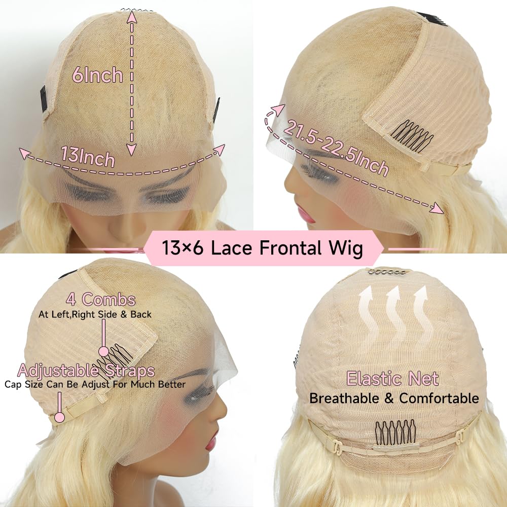 Loyom 613 28 Inch Lace Front Wig Human Hair 13x6 Transparent Lace 12A 200 Density Blonde Lace Front Wigs Human Hair Body Wave Lace Front Wigs Human Hair 613 HD Lace Frontal Wig Human Hair Wig Blonde