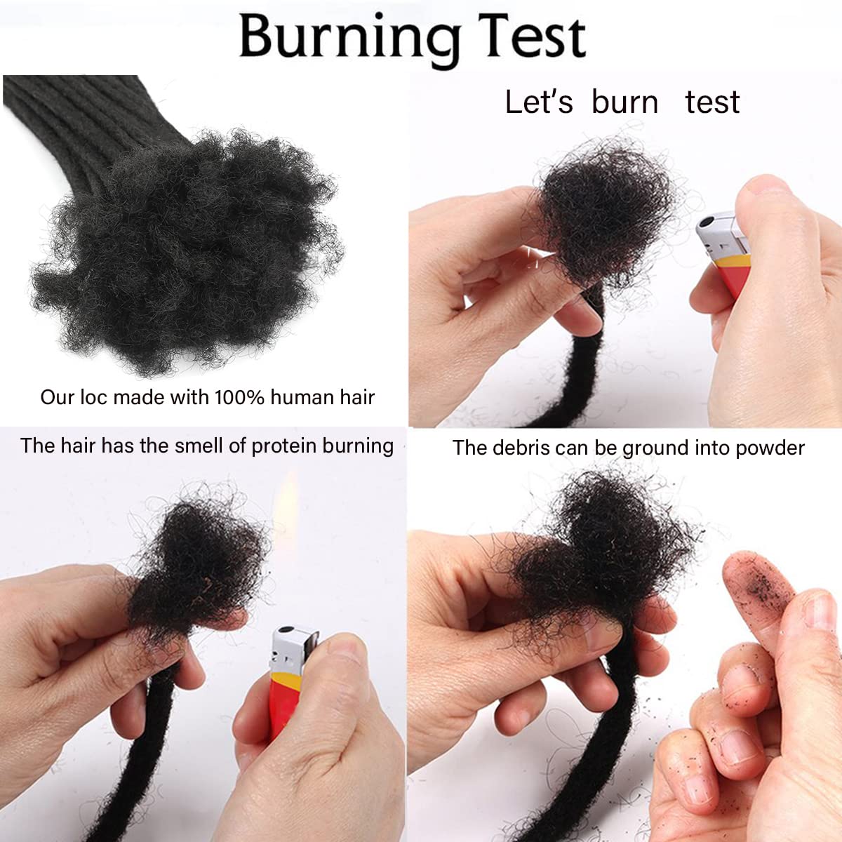 Luckroce 0.8cm Width 8Inch 40 Strands 100% Human Hair Dreadlock Extensions for Men/Women/Kids, Full Hand-made Permanent Dread Locs Extensions Human Hair Can Be Dyed,Curled and Bleached,Natural Black