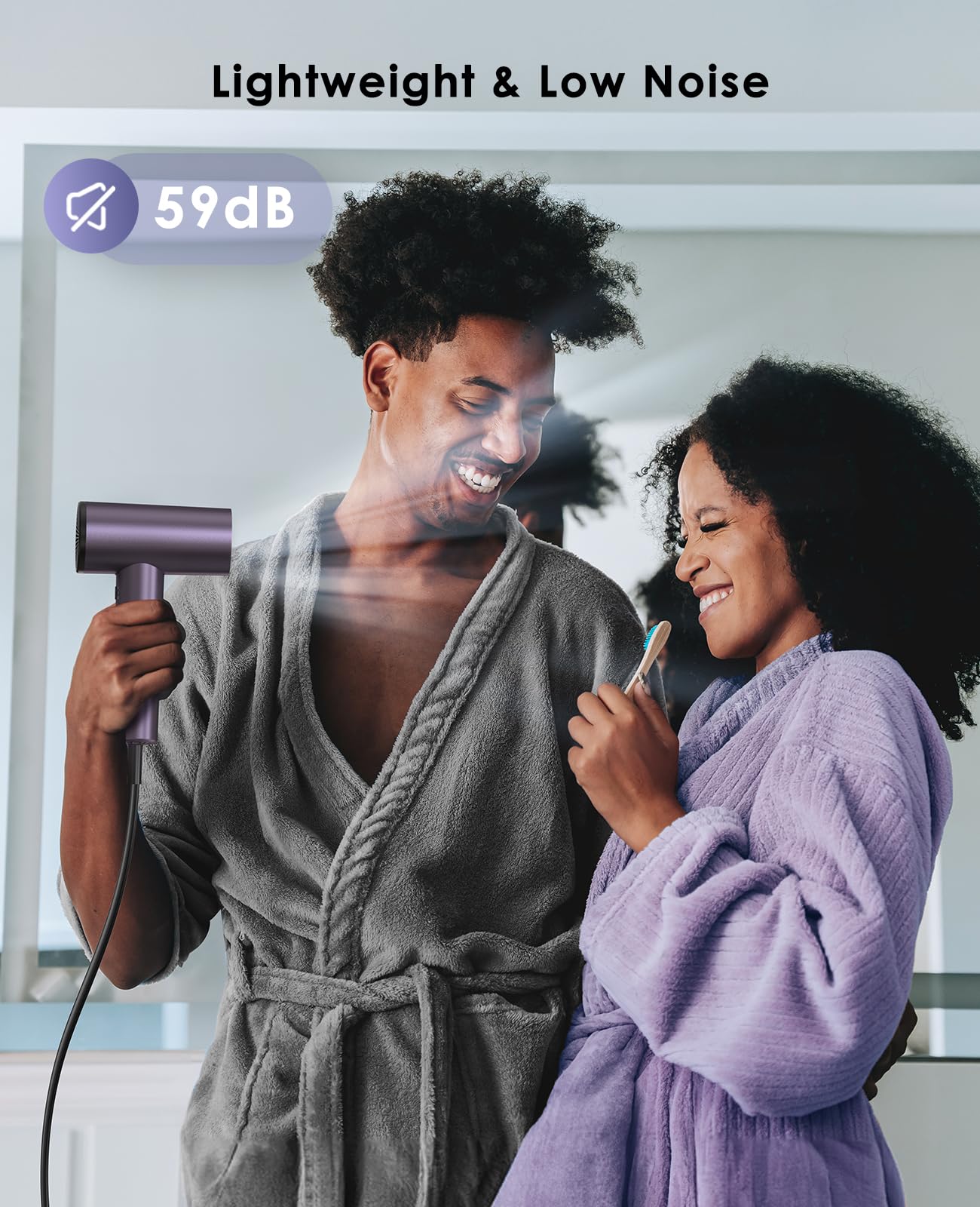 OSOU Ionic Hair Dryer, High-Speed Blow Dryer - 150,000 RPM Brushless Motor, 500 Million Negative Ions, Ultra-Light & Small, Smart Temp Control, Quiet Hairdryer for Women, Ideal for Travel, Home-Purple