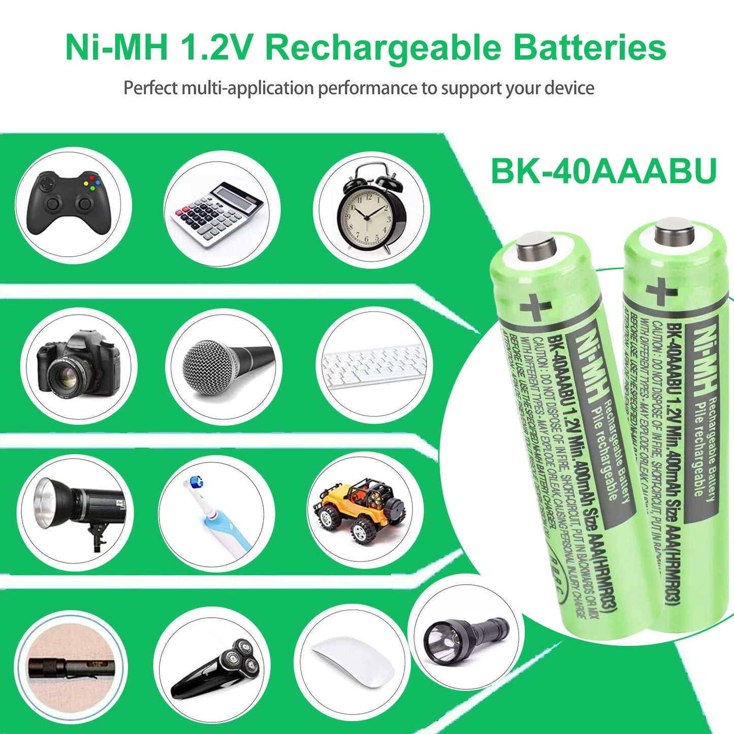 OSIM 8Pack BK-40AAABU Ni-MH AAA Rechargeable Batteries 400mah 1.2V AAA NI-MH Rechargeable Batteries for Panasonic Cordless Phones, Remote Controls, Electronics