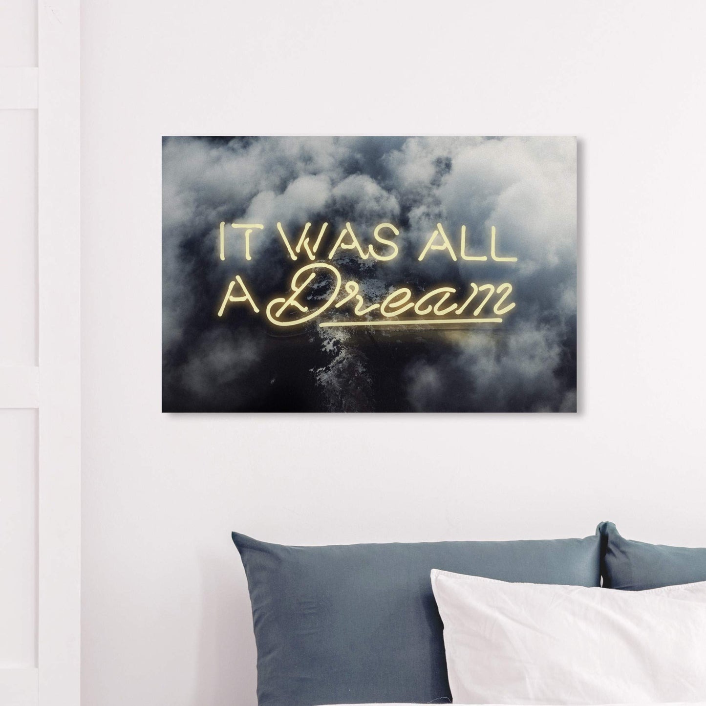 The Oliver Gal Artist Co. Typography and Quotes Wall Art Canvas Prints 'IT was All A Dream Home Décor, 36 in x 24 in, Yellow, Gray