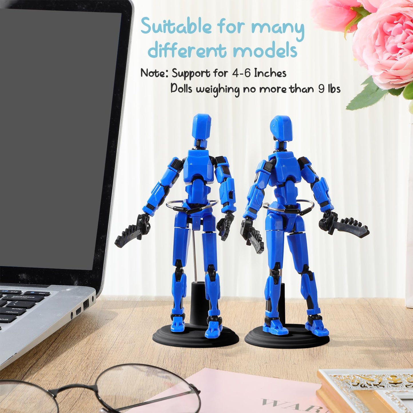 Yaocom 24 Pcs Doll Stand Adjustable Action Figure Display Holder Support for 4-6 Inches Dolls, Creative Storage Stand for Home Shop Birthday Party Favor for Male Female(Black)
