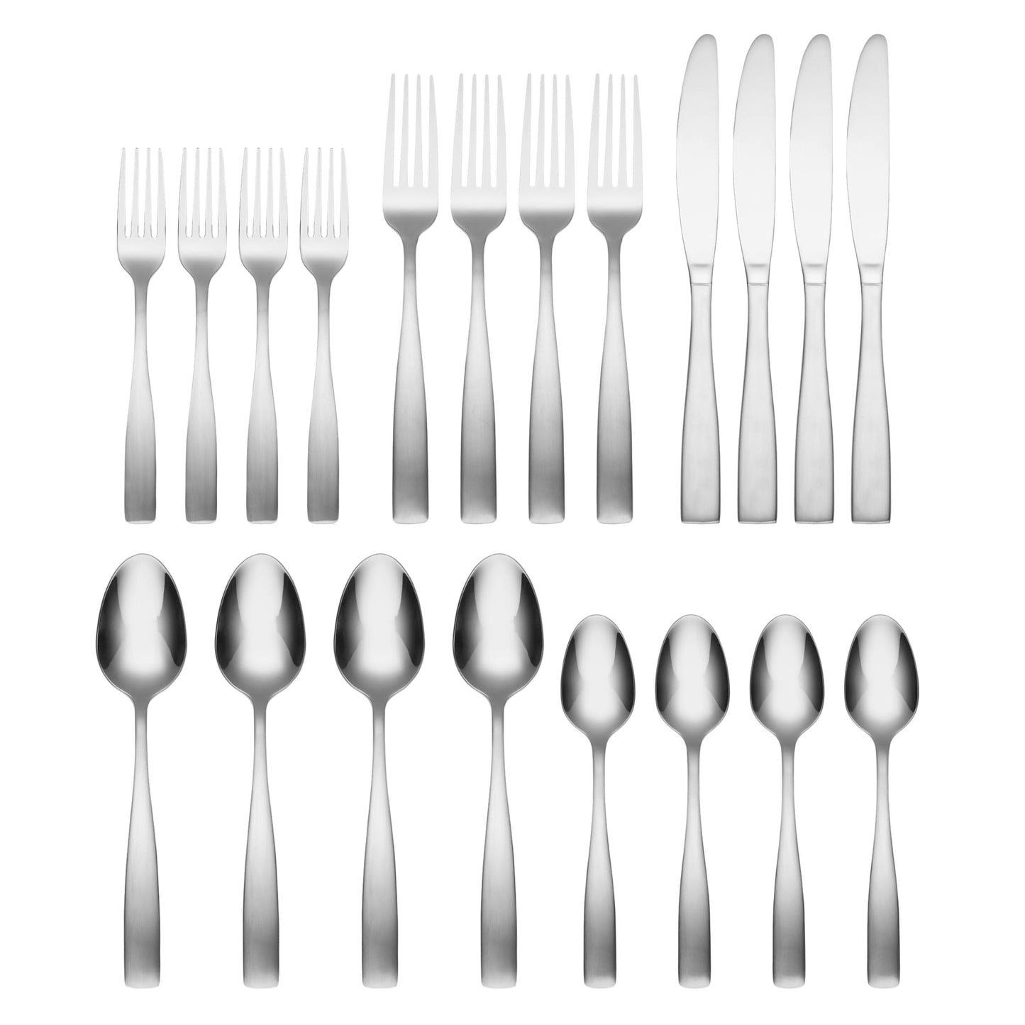 Cambridge Silverware Set, Madison 20-Piece Flatware Set, Service For 4, 18/0 Stainless Steel, Dishwasher Safe, Flatware Cutlery Sets, Kitchen Utensils, Knives Spoons And Forks (Silver, 20 Pieces)