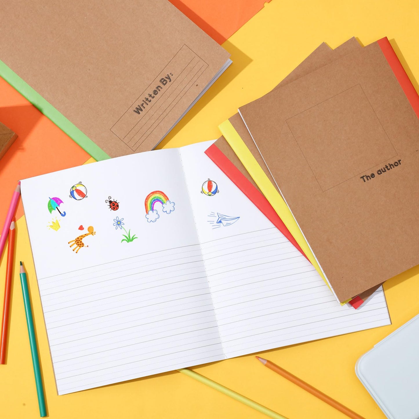 Henoyso 20 Pack Primary Composition Notebook, 9-3/4" x 7-1/2", Kids Primary Journal, K-2 Writing Notebook for Kids Student Draw Write Story Journal Half Blank Books(Bright Color)
